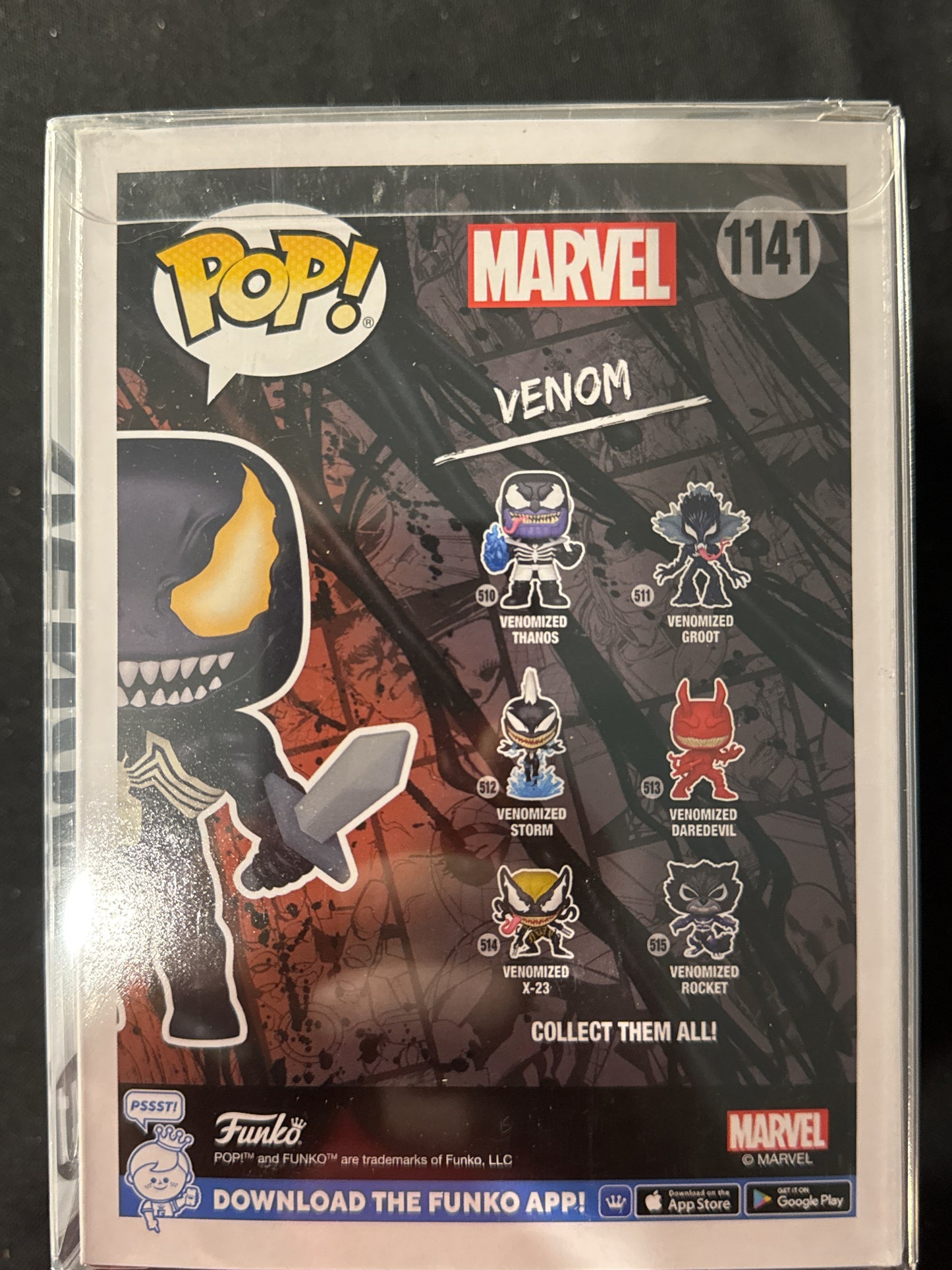 Funko Pop! Marvel Venom #1141 Funko Excl. Glows in Dark Venom Bobble Head NIB Soft Case