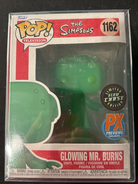 Funko Pop! The Simpons #1162 Glowing Mr. Burns Vinyl Figure PX Previews NIB Soft Case