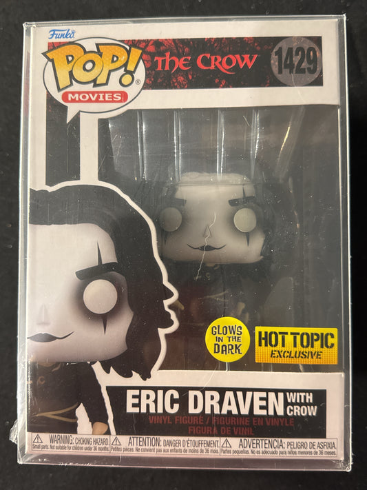 Funko Pop! The Crow #1429 Eric Draven Glows in Dark w/ Crow New in Box w/ Soft Case