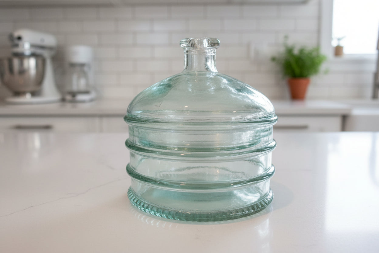 Vintage Glass Candy Dish Heavy 2 5/8" Tall Candy Dish x 4.5" Tall With Lid On