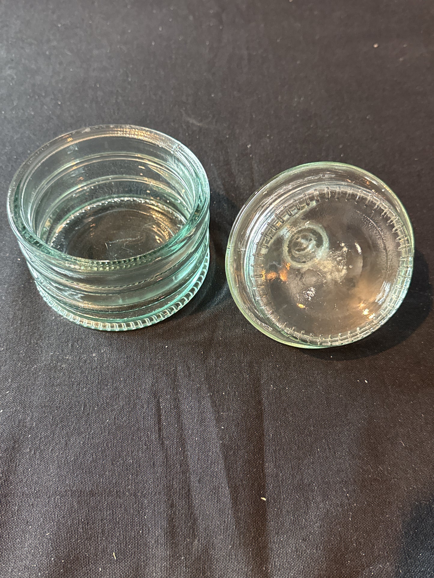 Vintage Glass Candy Dish Heavy 2 5/8" Tall Candy Dish x 4.5" Tall With Lid On