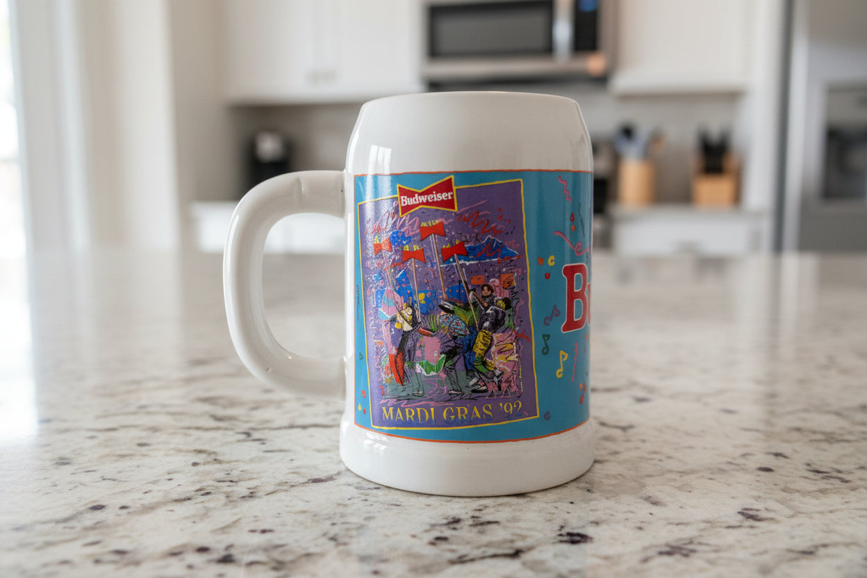 Budweiser Stein Mardi Gras Series 1992 Edition 5.5" Tall Second in a Series #3343/10000