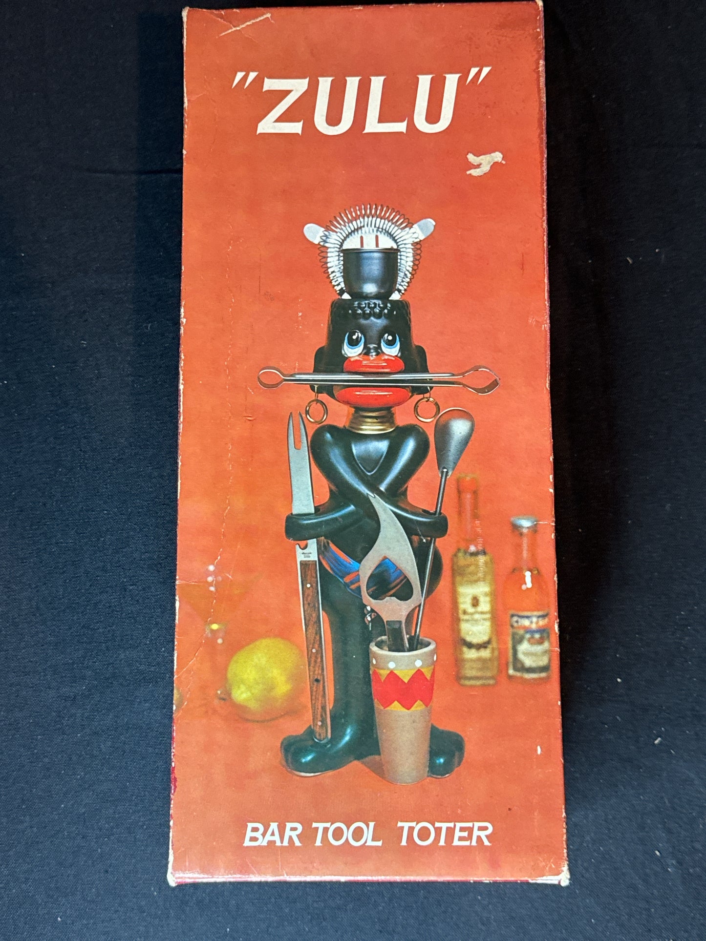 Vintage Zulu Bar Tool Toter Tote with Accessories and Box Cocktail Tiki 1960s New in Box