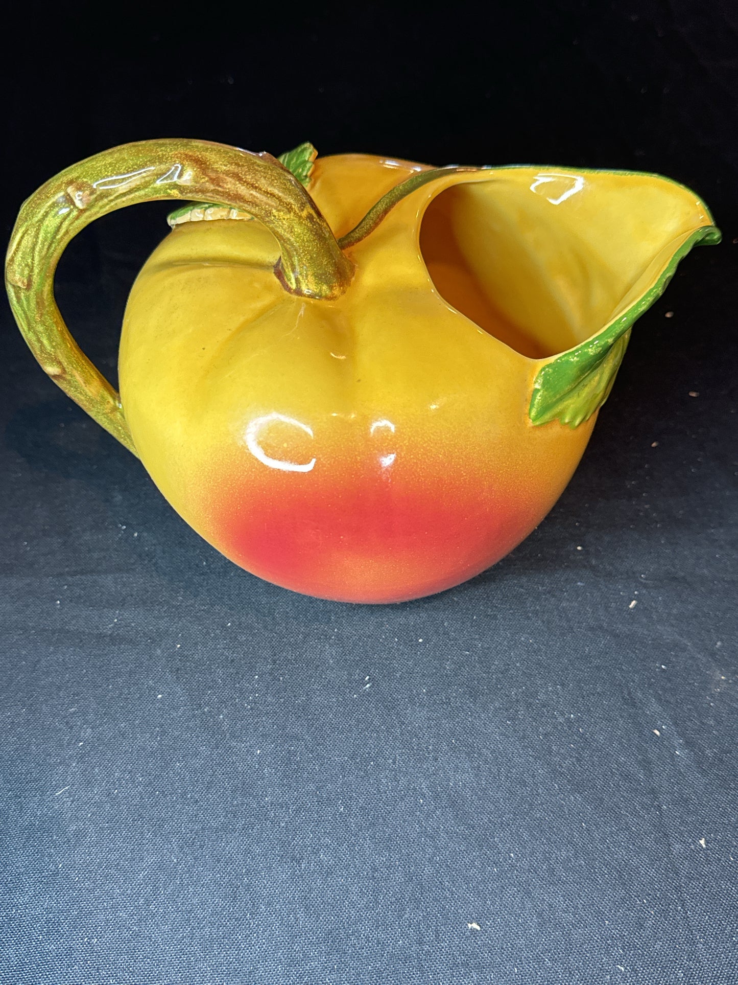 Ceramic Apple Pitcher with Stem Handle 7" Tall and 9" Wide