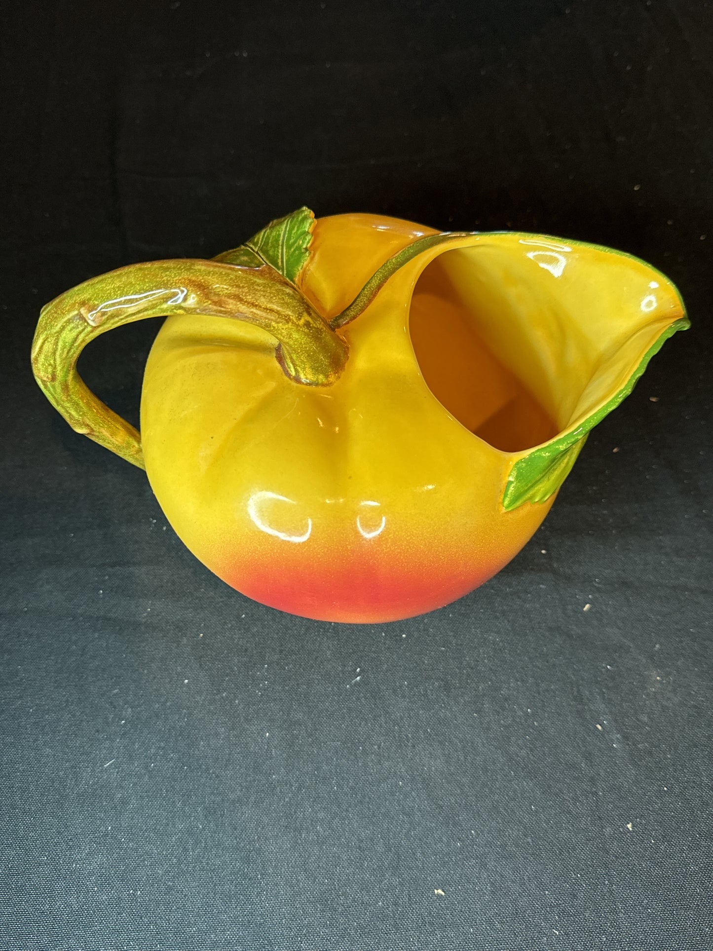 Ceramic Apple Pitcher with Stem Handle 7" Tall and 9" Wide