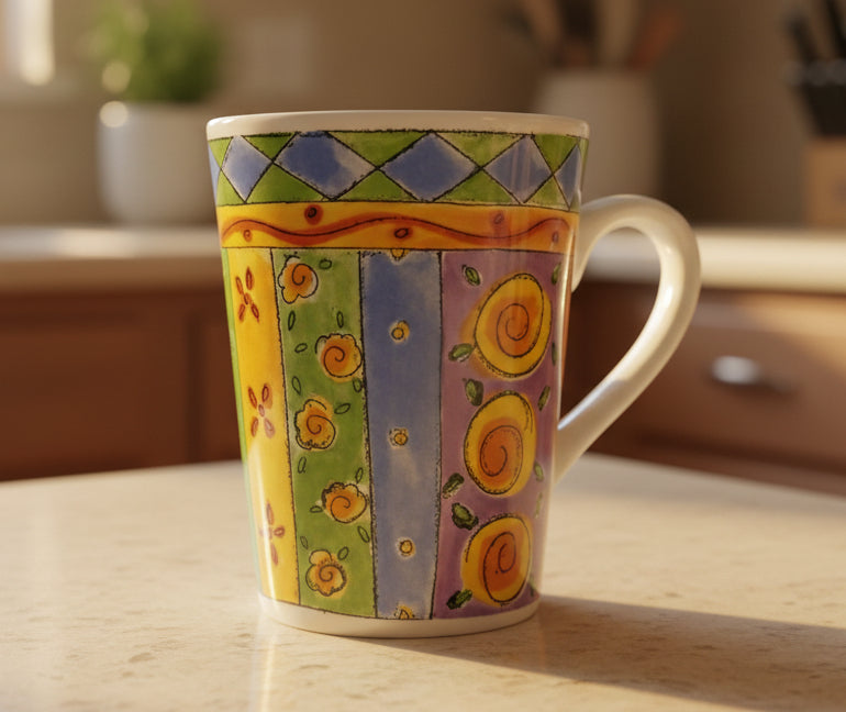 Sango Sweet Shoppe Coffee Cup Mug Applesauce Variation 4 3/8" Tall 3026