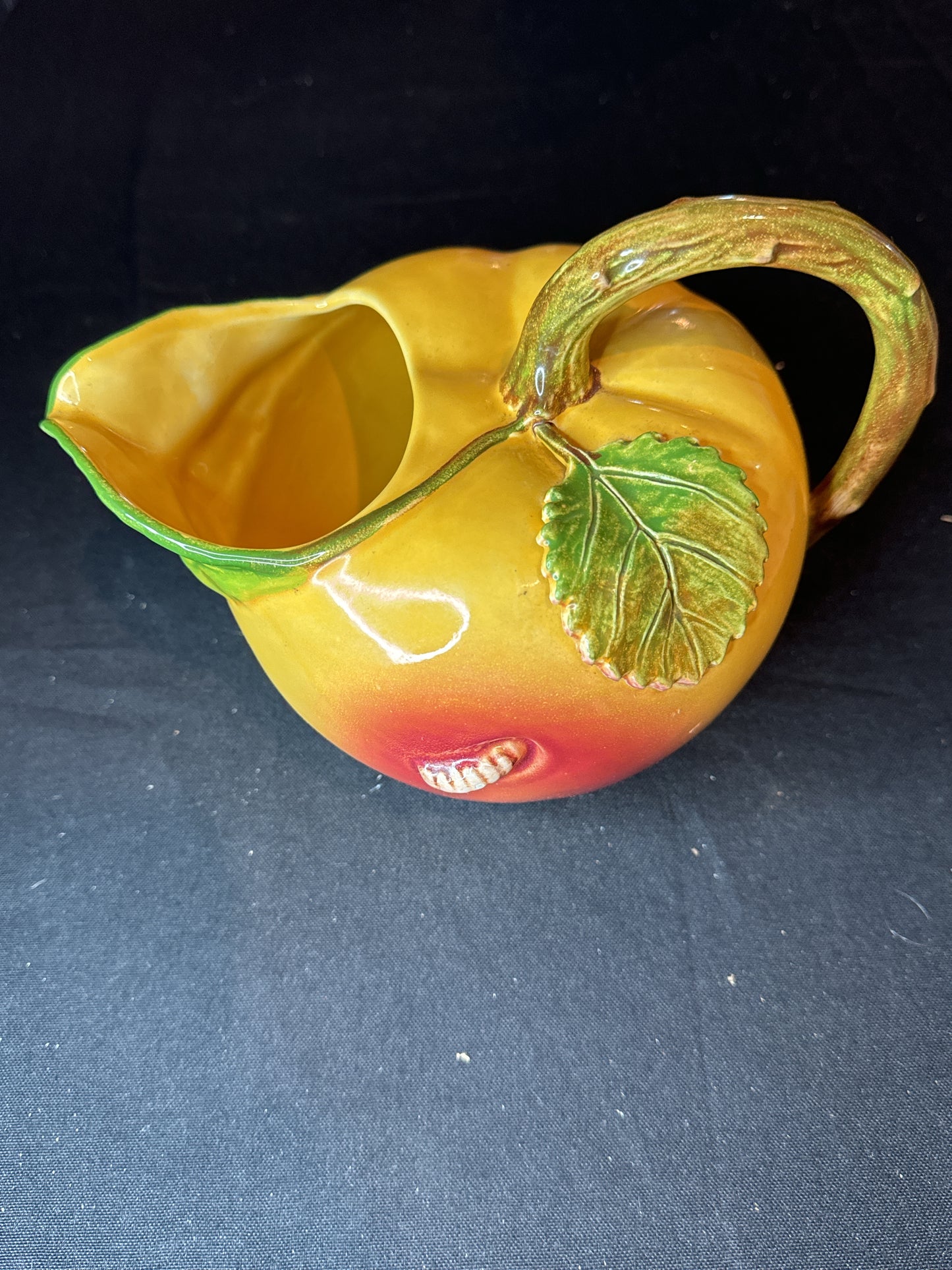 Ceramic Apple Pitcher with Stem Handle 7" Tall and 9" Wide