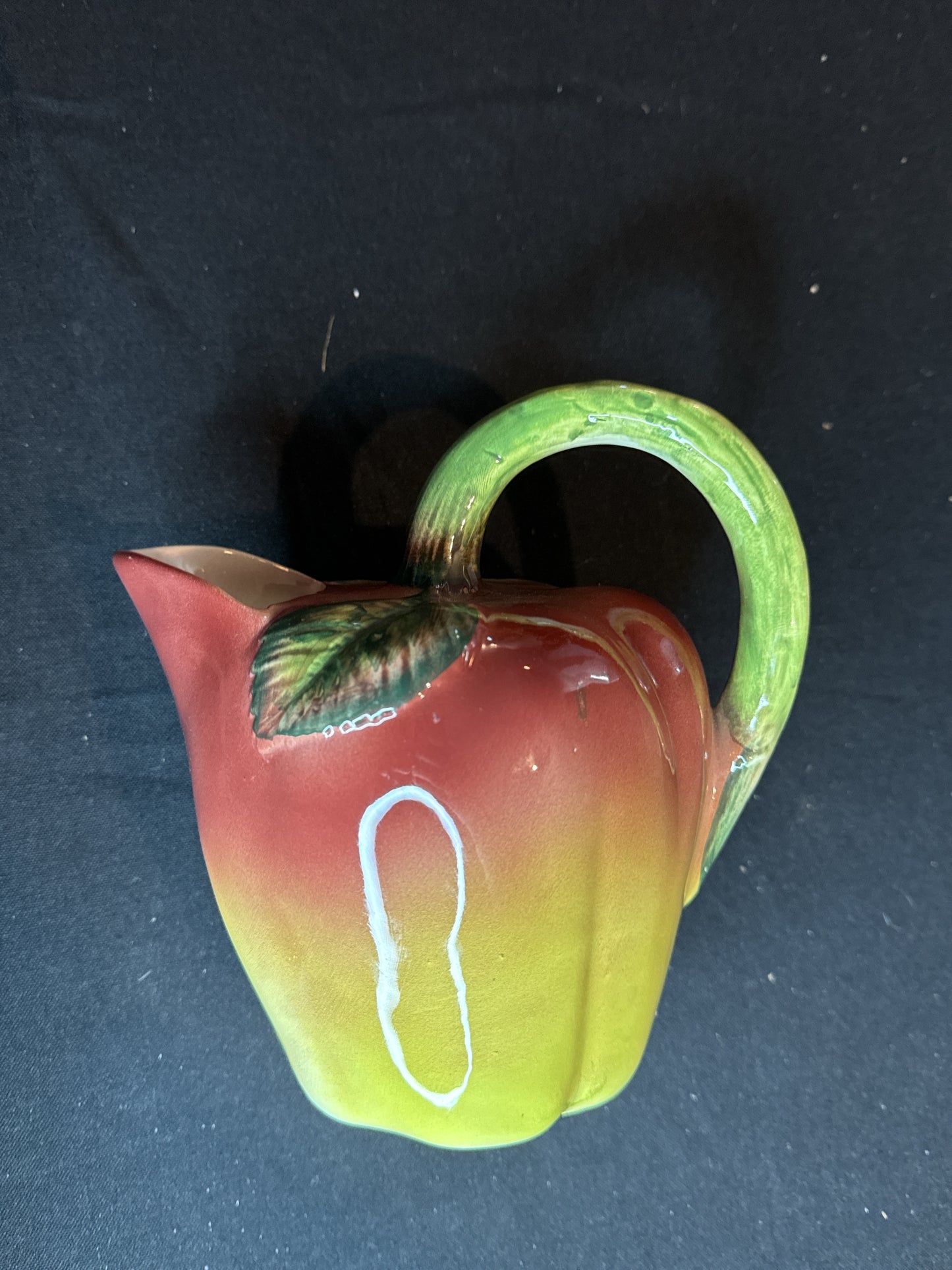 Ceramic Apple Pitcher with Stem Handle 7.5" Tall and 7.5" Wide Made in Italy