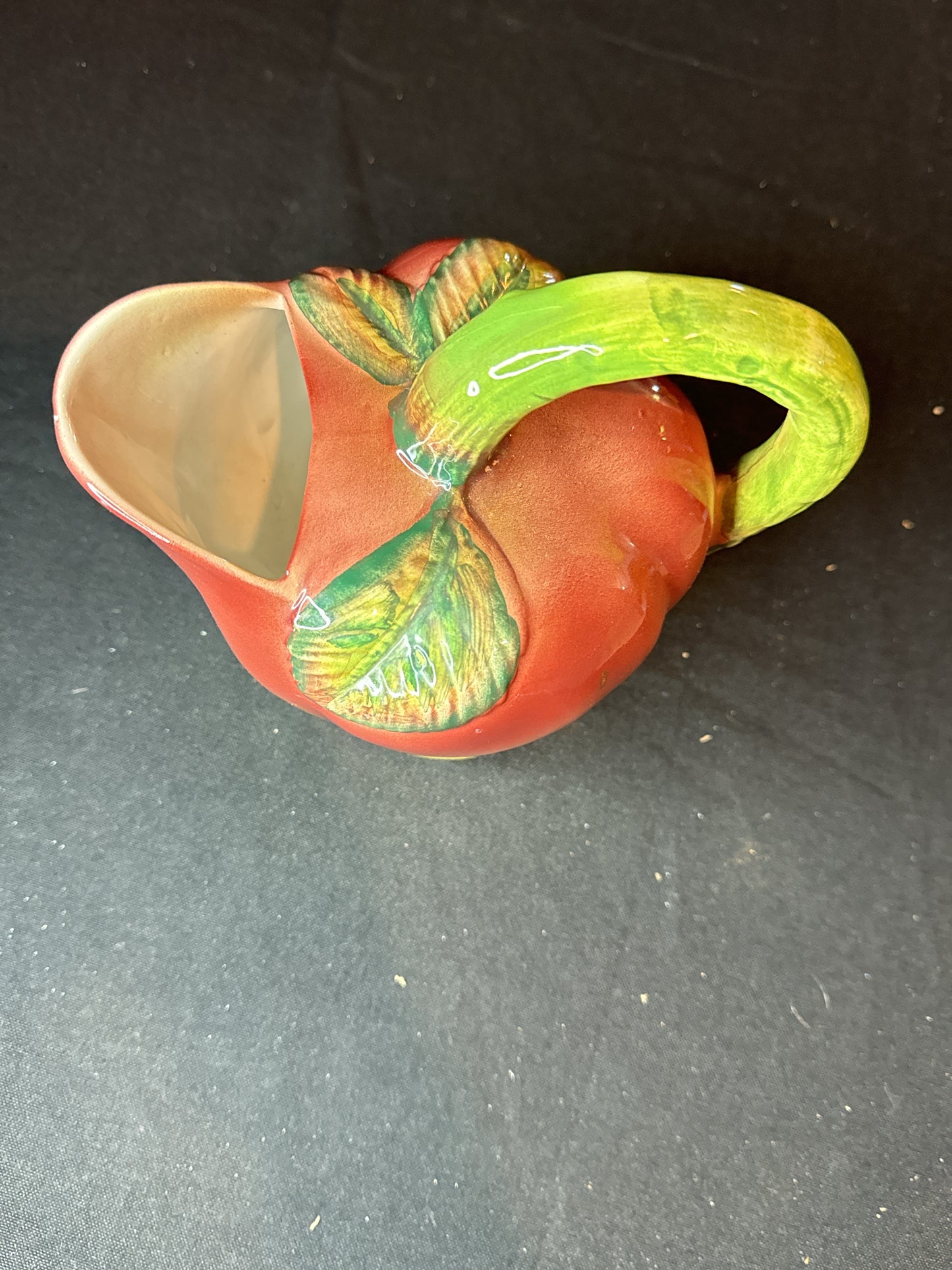 Ceramic Apple Pitcher with Stem Handle 7.5" Tall and 7.5" Wide Made in Italy