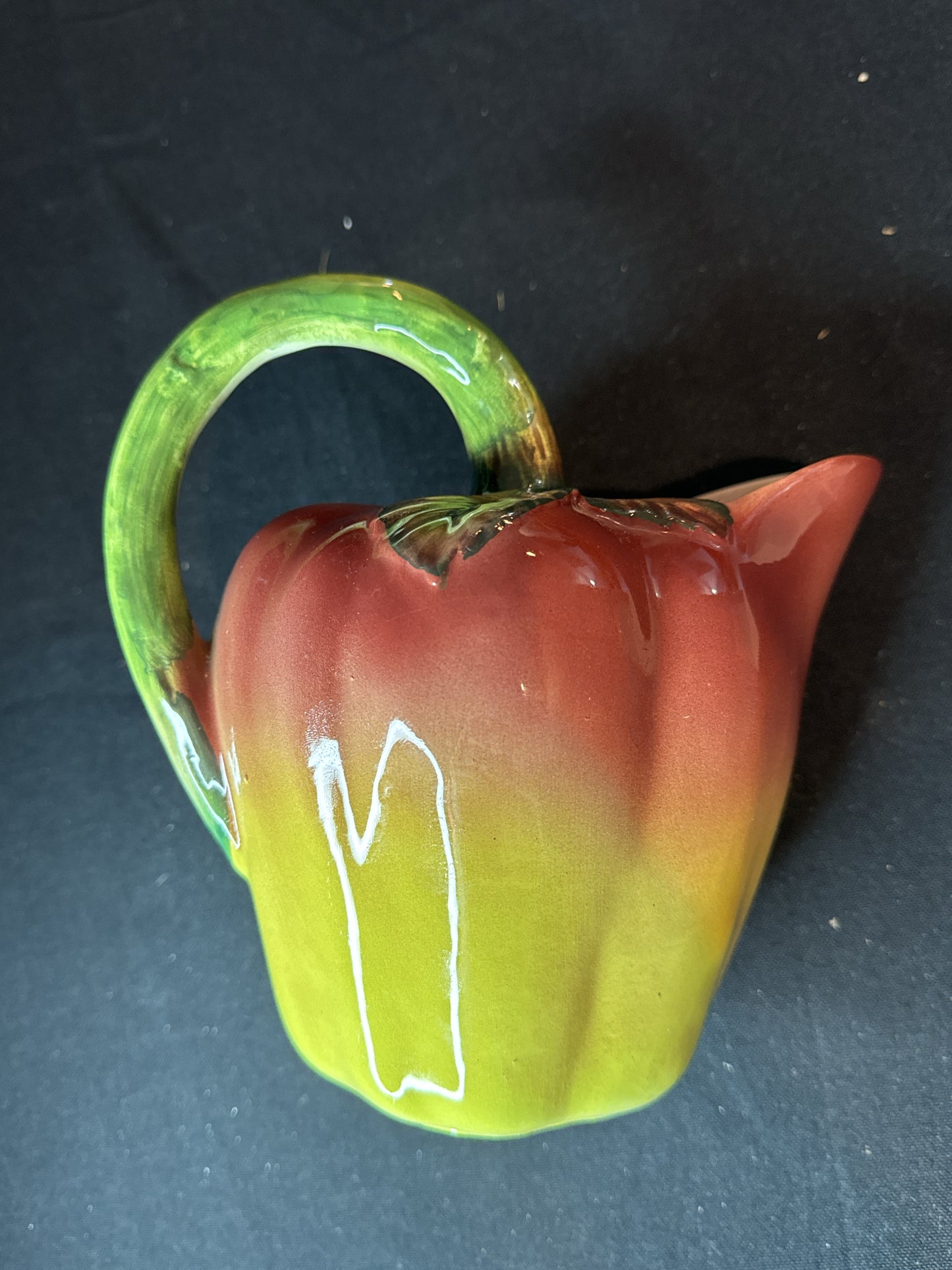 Ceramic Apple Pitcher with Stem Handle 7.5" Tall and 7.5" Wide Made in Italy