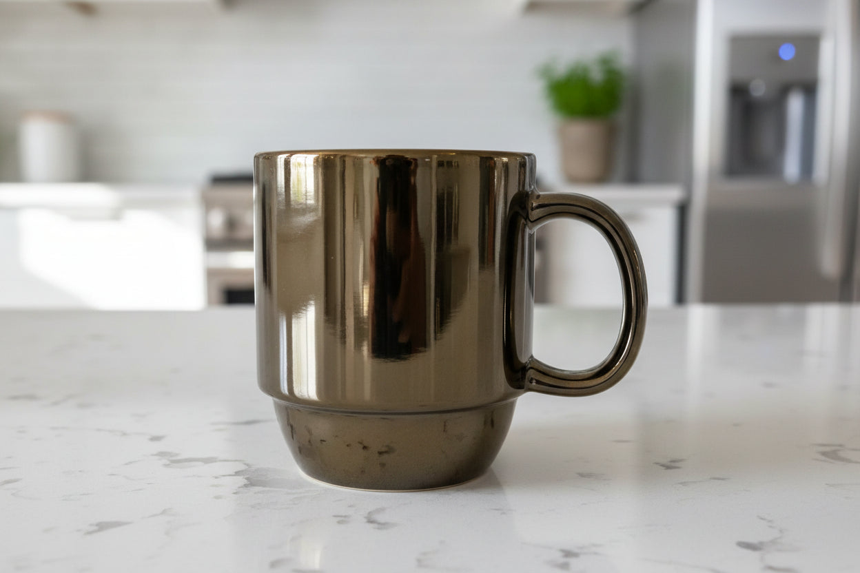 Black Mainstays Coffee Cup Mug 4 1/8" Tall Stackable