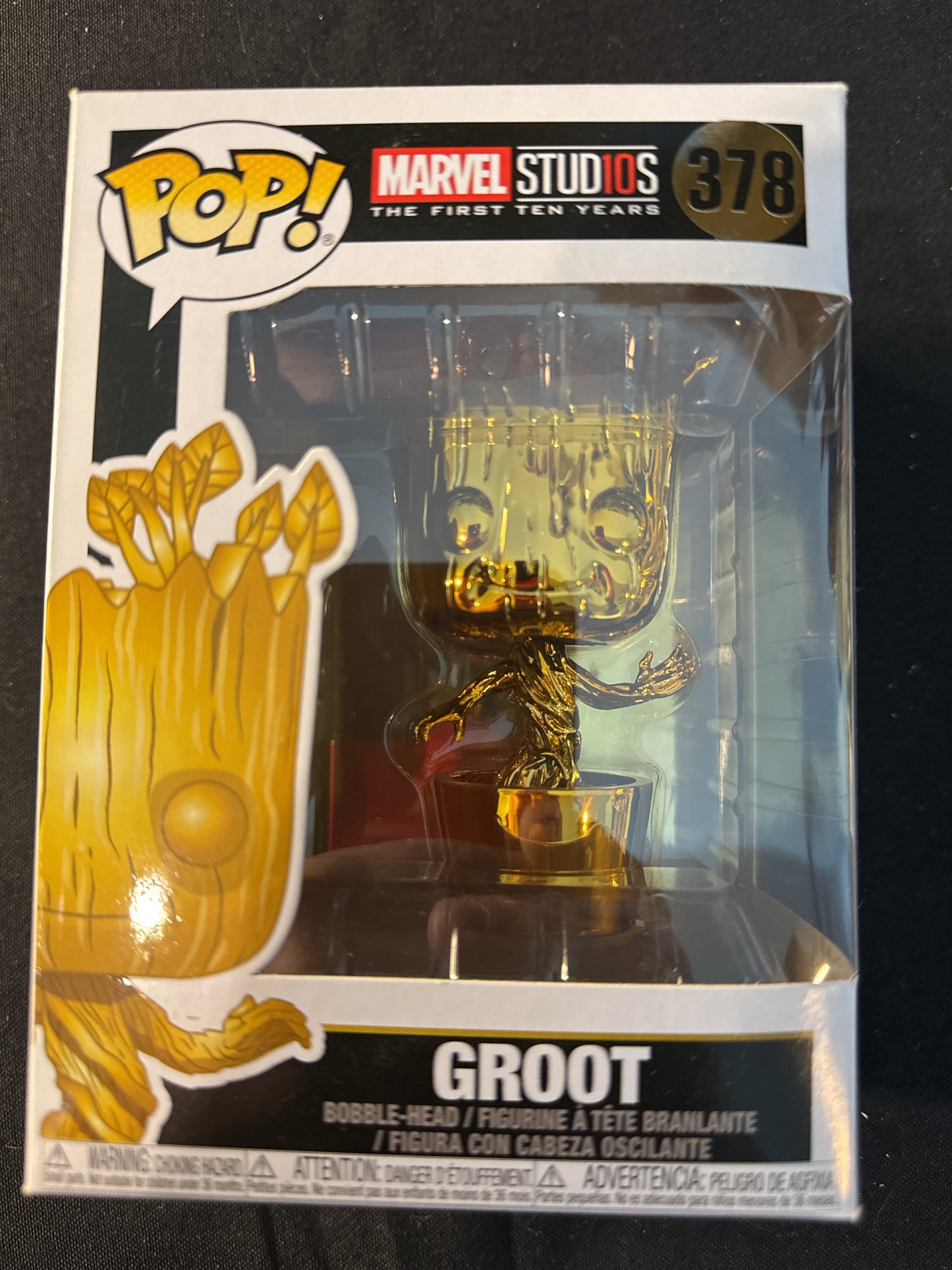 Funko Pop! Marvel Studios #378 Groot Bobble Head Gold New in Box
