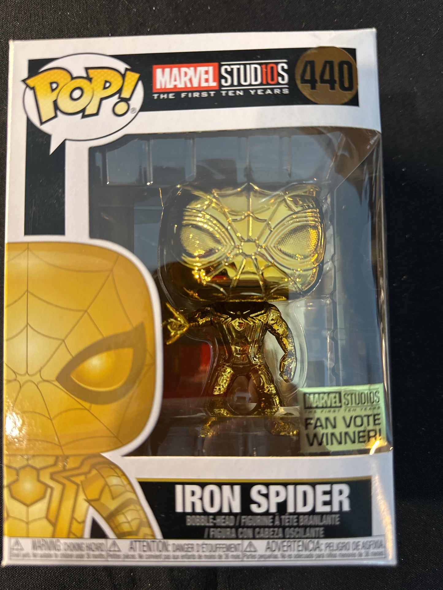 Funko Pop! Marvel Studios #440 Iron Spider Gold Bobble Head Fan Vote Winner NIB