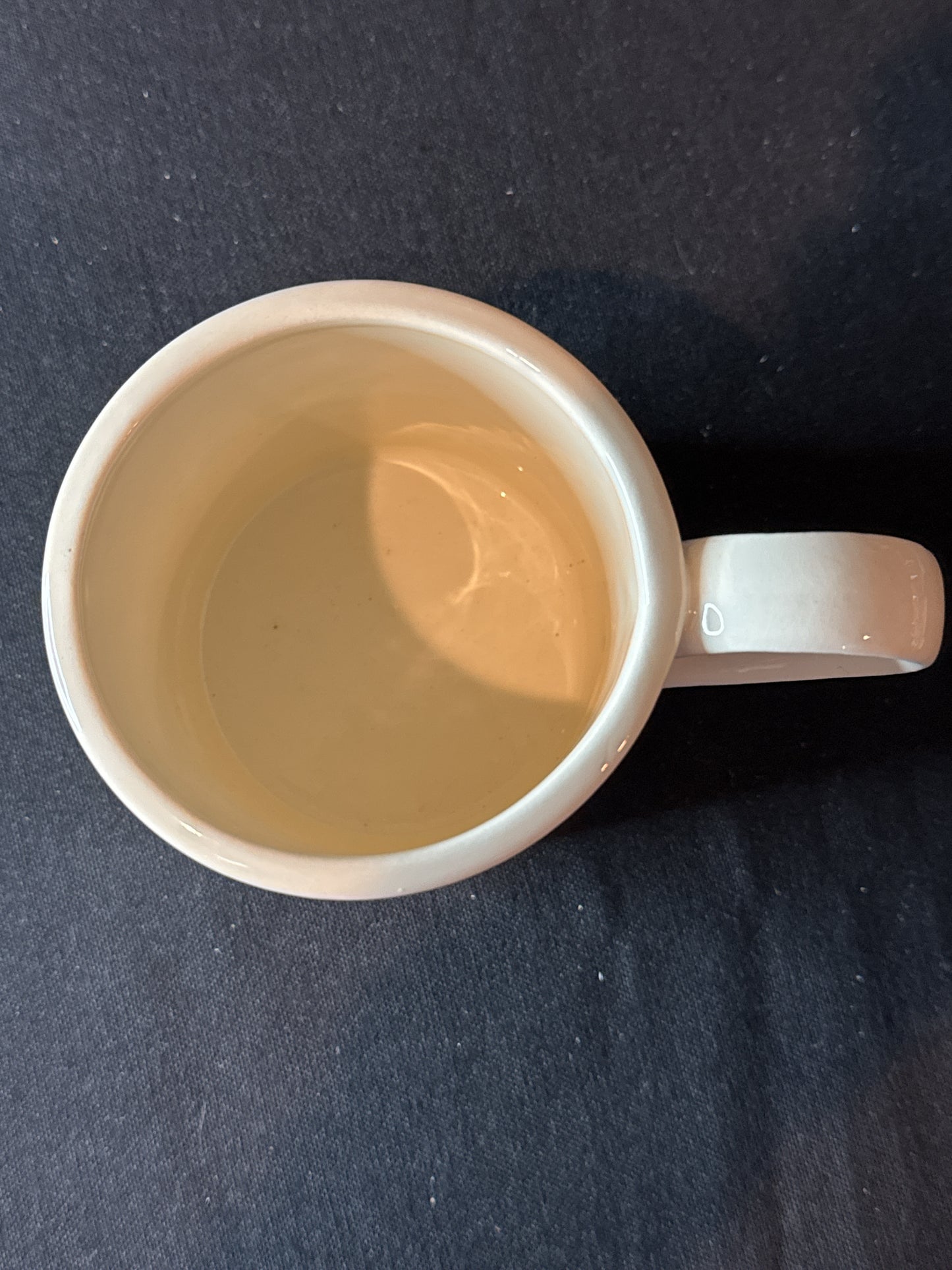 Hand Made Pottery Floral Coffee Cup Mug 3 5/8" Tall Blonde Color Flowers.