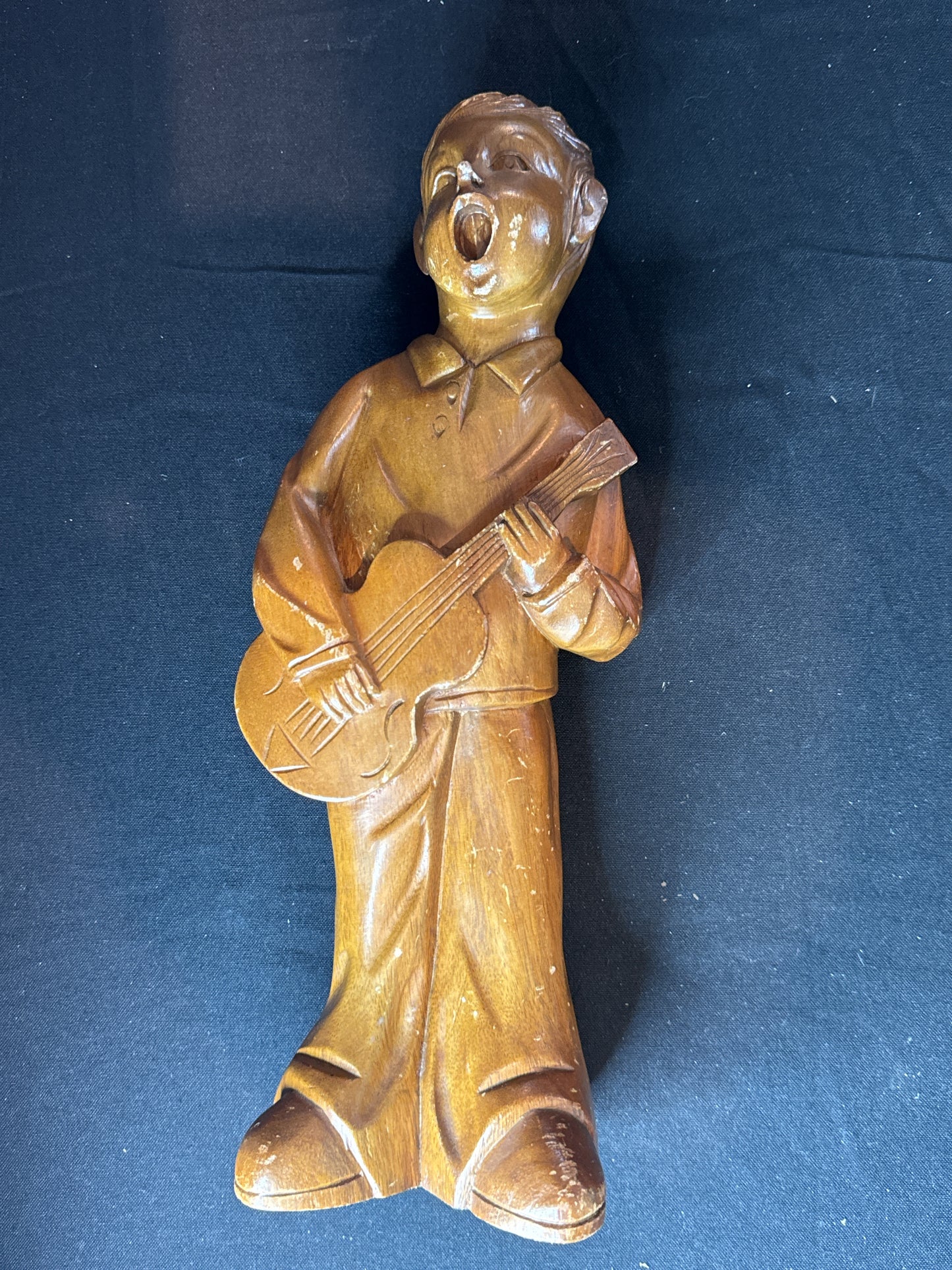 16" S. C. Vizcarra Wood Sculpture Boy with Guitar