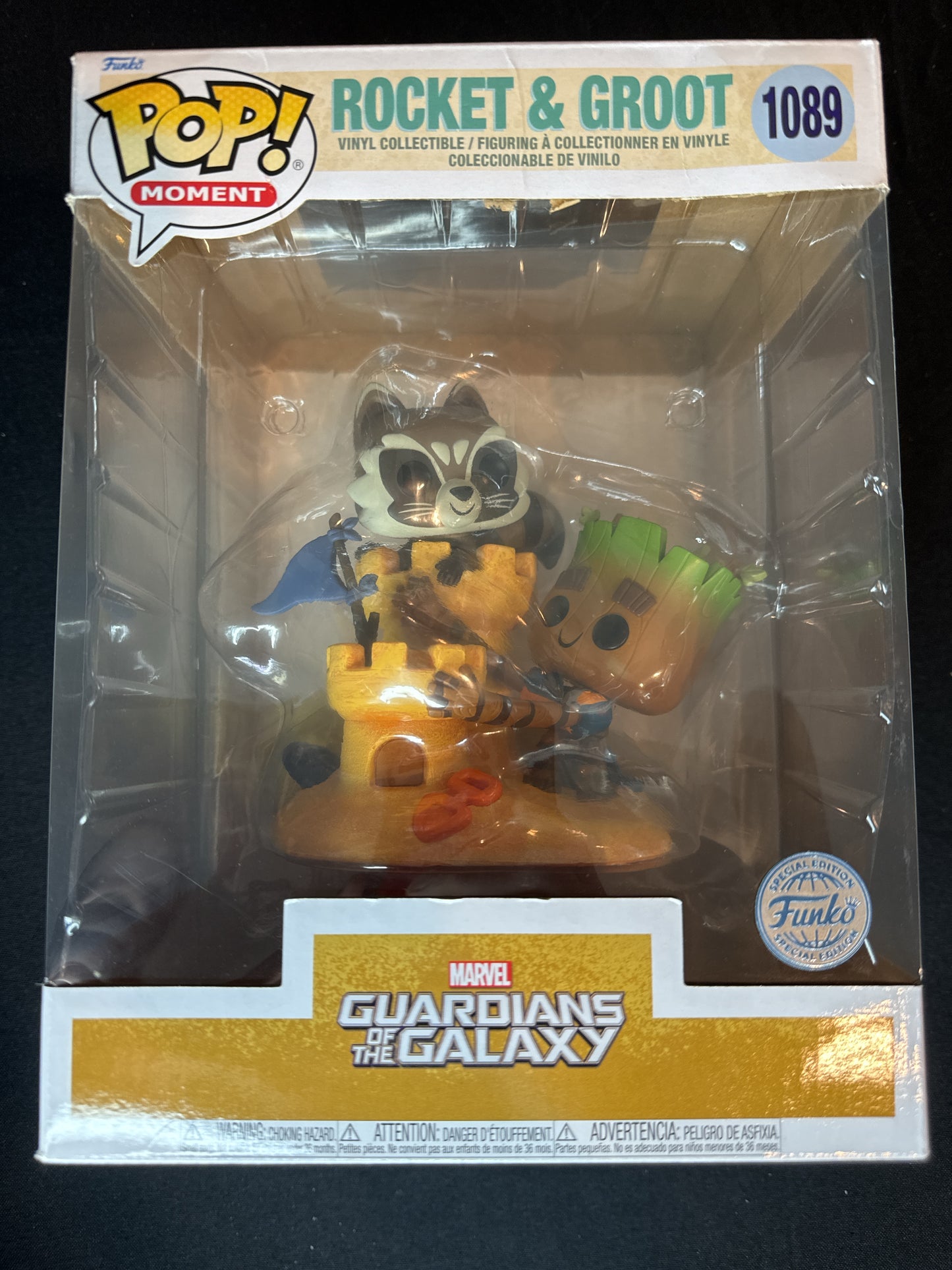 Funko Pop! Moment Marvel #1089 Rocket & Groot Beach Day Sandcastle Boxlunch Special Ed.