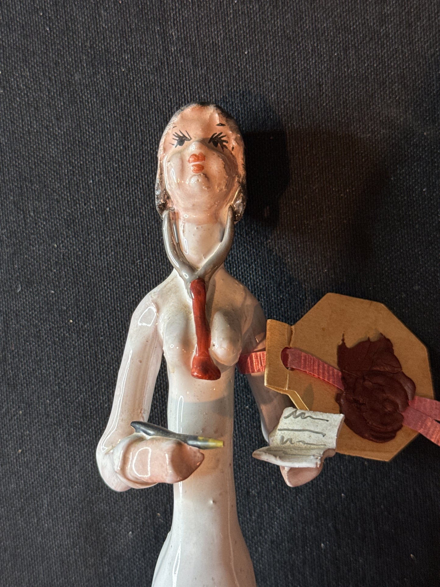 Ceramiche Signed Poli Female Nurse Doctor Figurine COA TAG Italy 72-116 Stamp 8.25" Tall