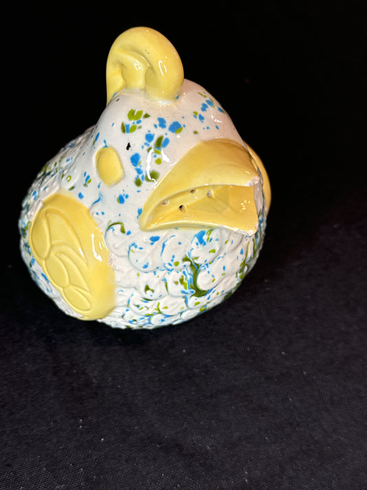 Yellow Large Bird Salt Shaker 5" X 5" Ceramic Speckled Glaze