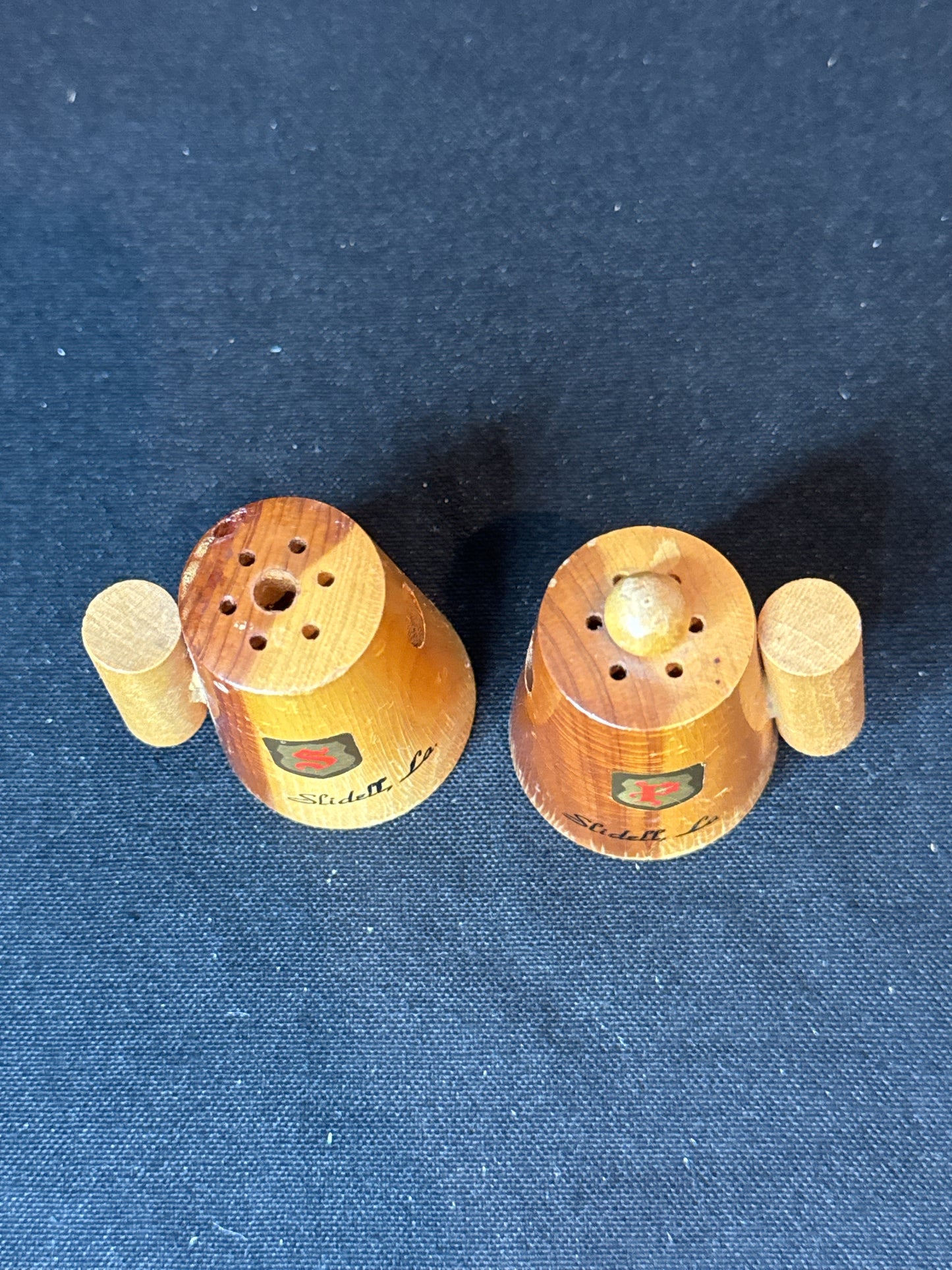 Vintage 1960s Slidell, LA Salt & Pepper Shakers Coffee Pot MCM 2.25" Tall