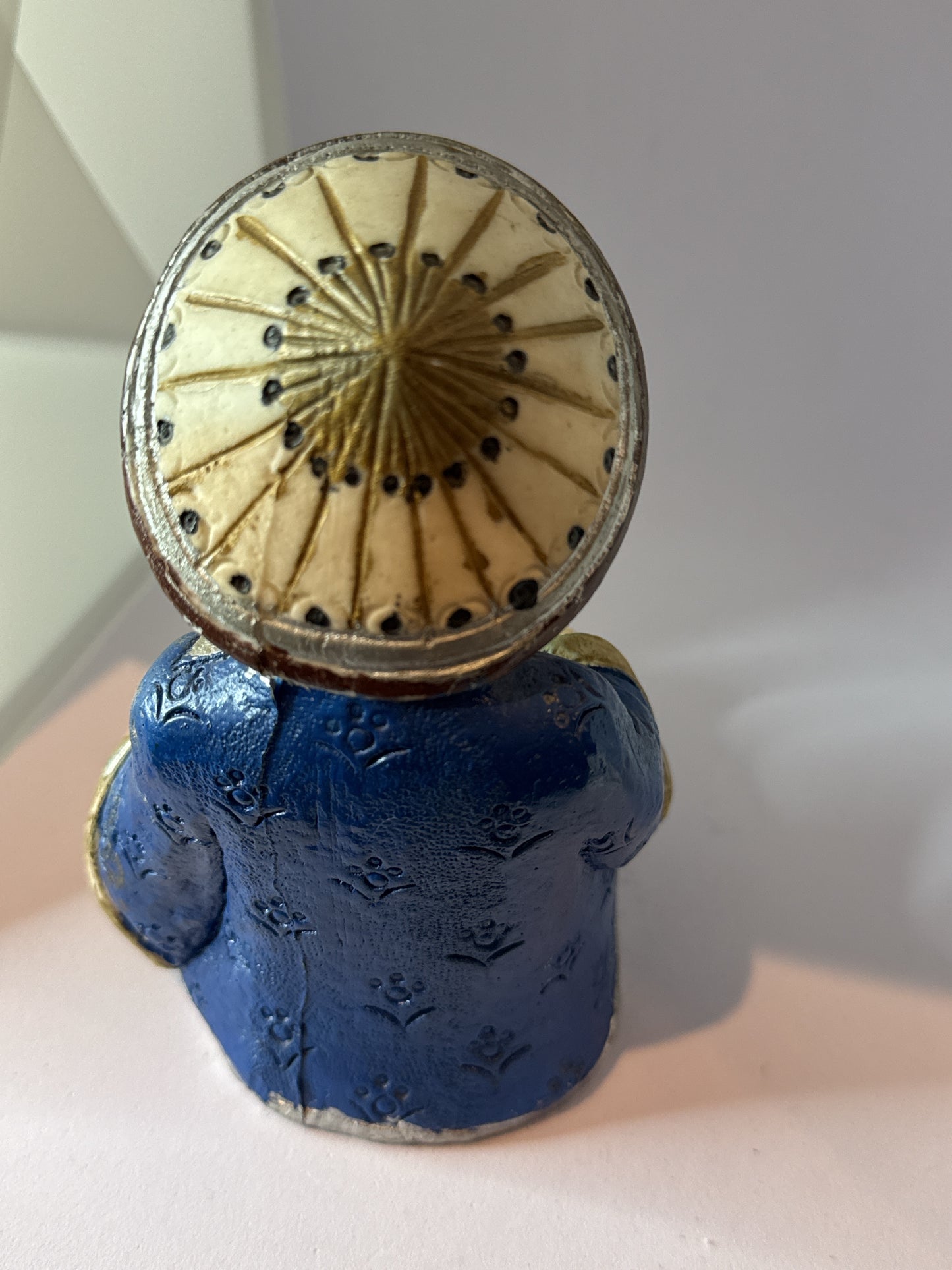 Vintage Asian Child Reading a Book Statue Figurine Blue 5.5" Tall