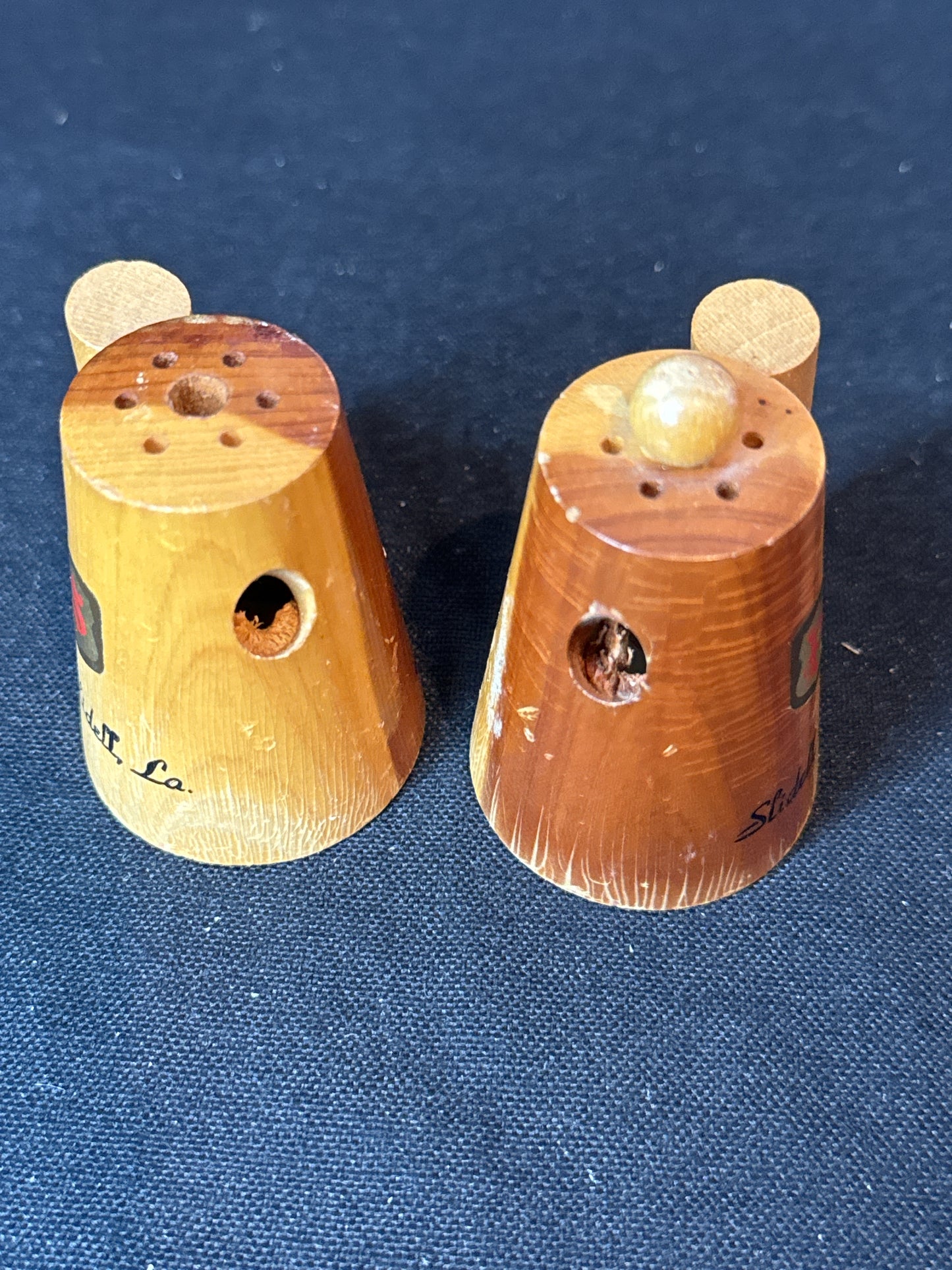 Vintage 1960s Slidell, LA Salt & Pepper Shakers Coffee Pot MCM 2.25" Tall