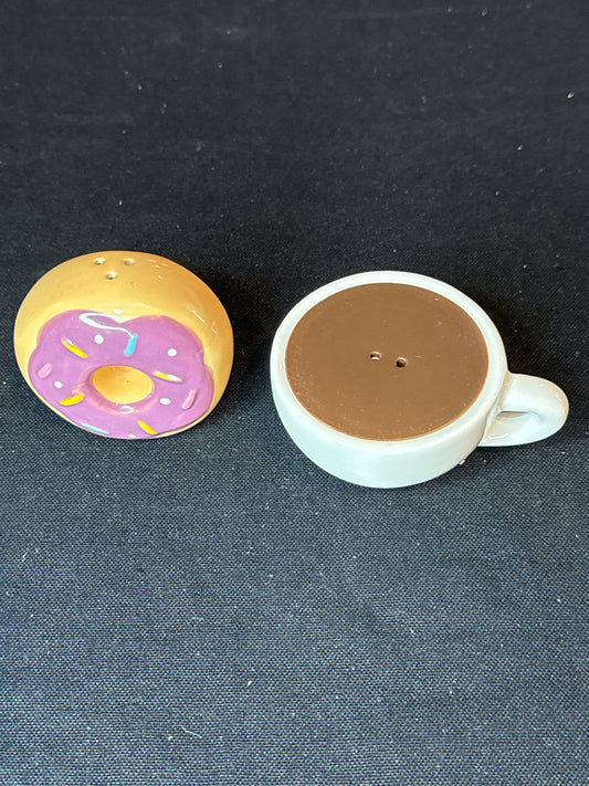 Donut and Coffee Salt & Pepper Shakers 2.5" and 1.5" Tall New Inventory