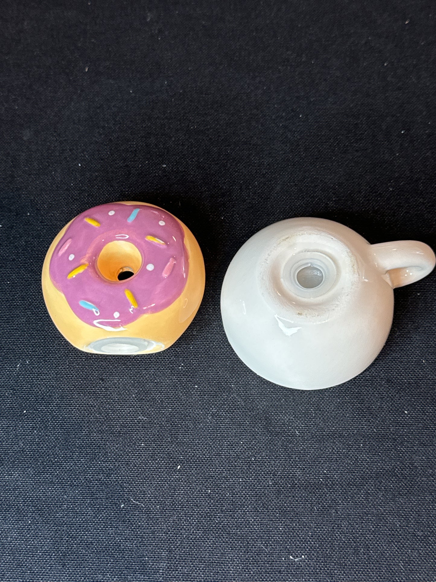 Donut and Coffee Salt & Pepper Shakers 2.5" and 1.5" Tall New Inventory