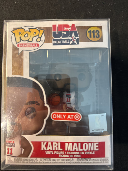 Funko Pop! USA Basketball #113 Karl Malone Vinyl Figure Target Exclusive NIB w/ Soft Case