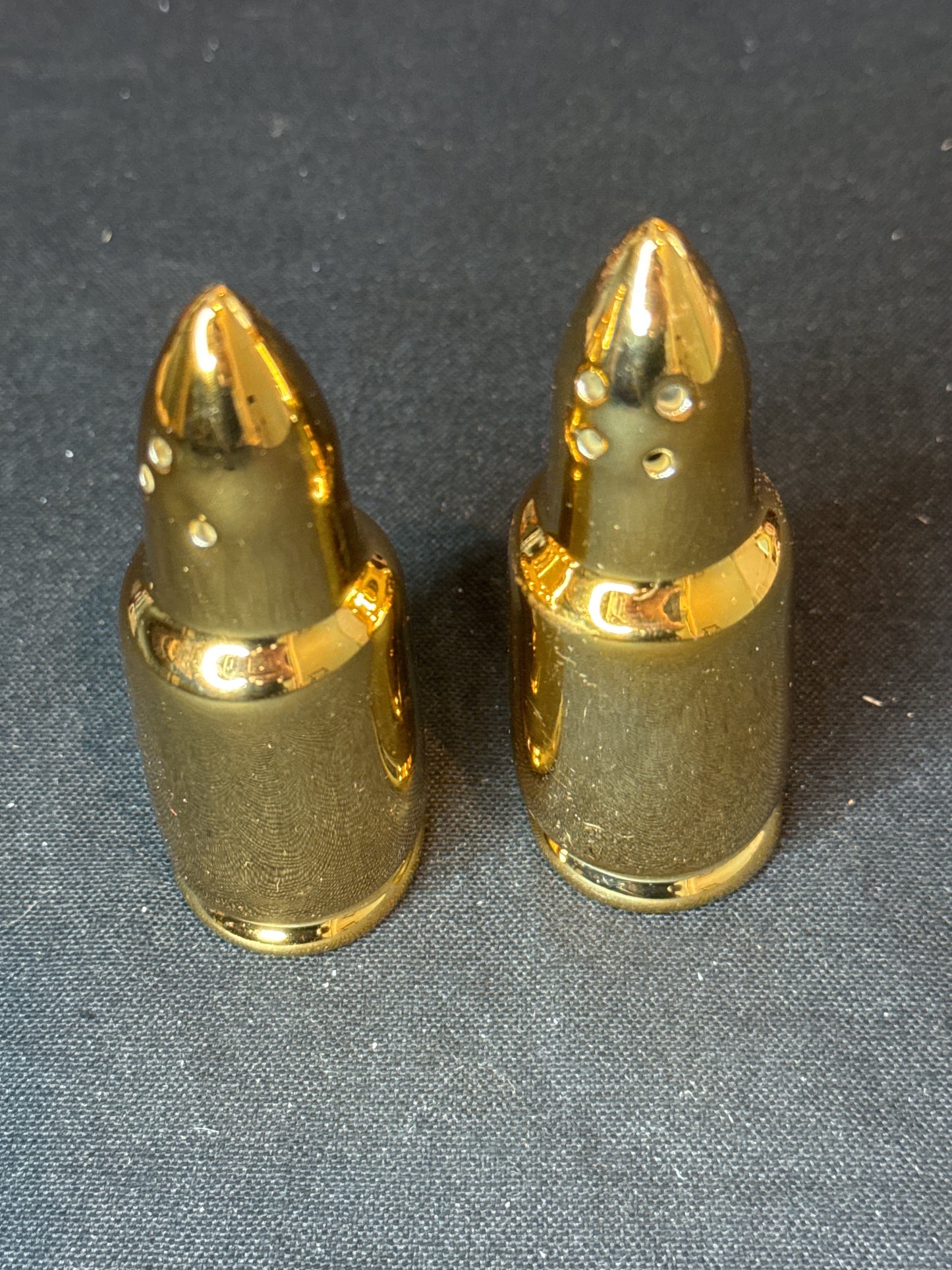 Bullets 3.75" Tall Salt & Pepper Shakers New Metal Feel