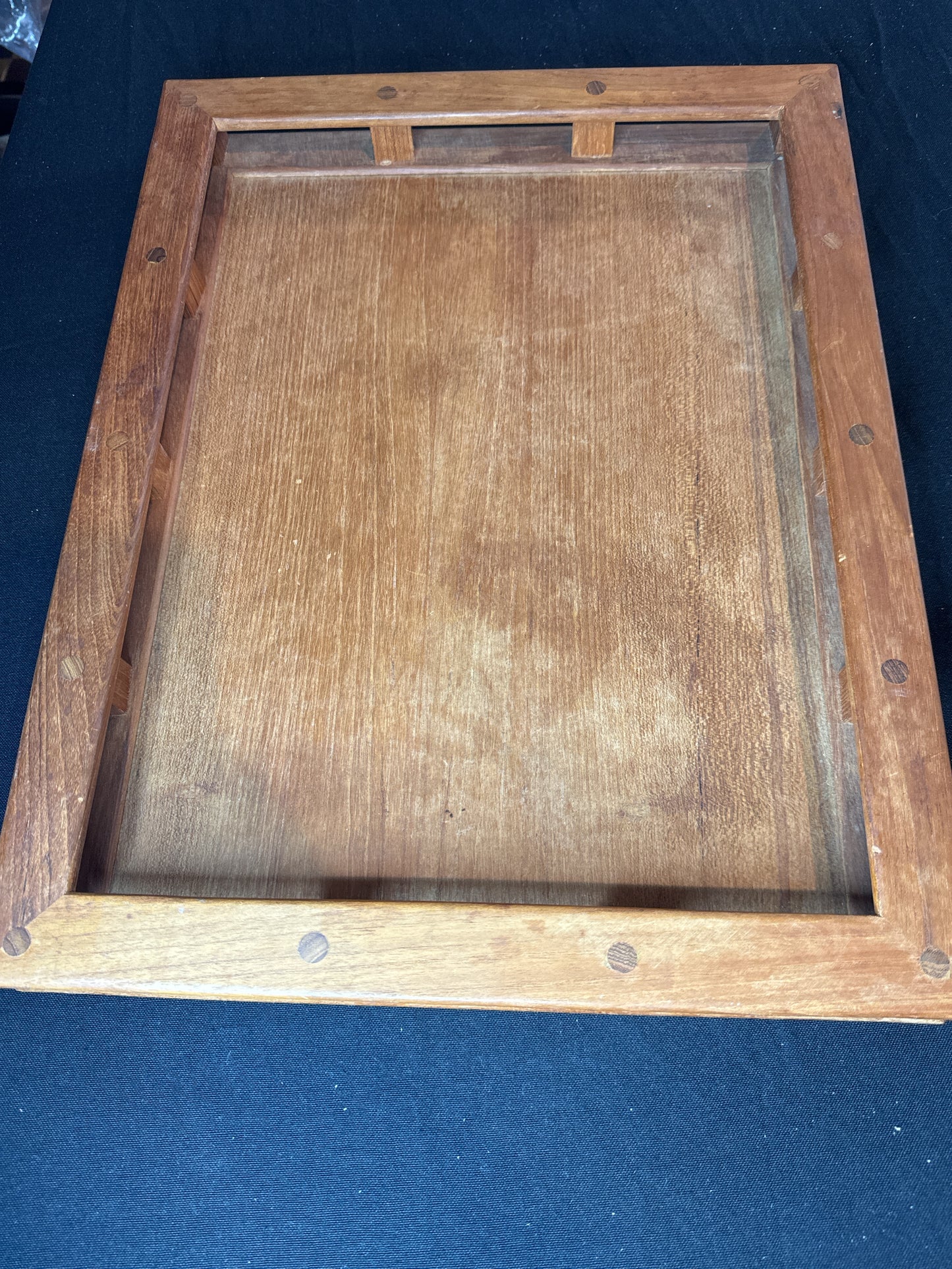 Dansk Teak Wood Host Serving Tray Galley Rails JHQ Mid Century Modern 18" X 14" X 2"