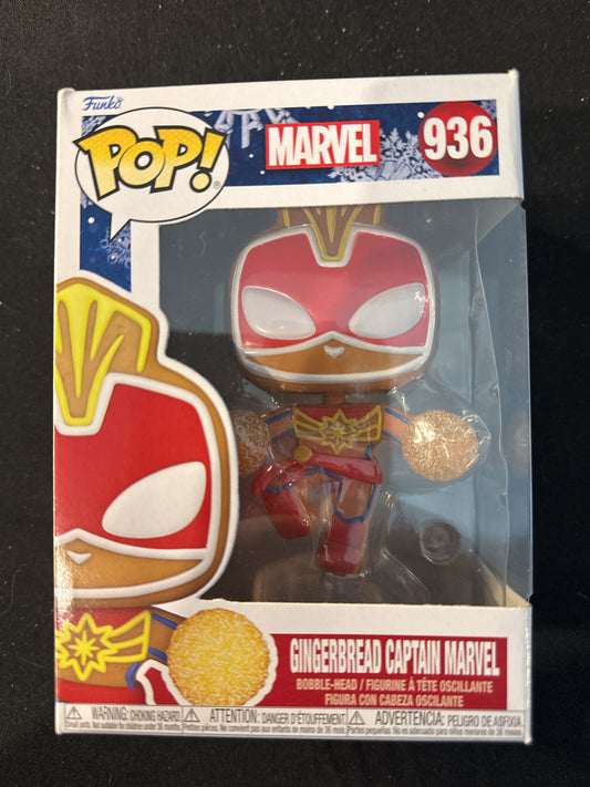 Funko Pop! Marvel #936 Gingerbread Captain Marvel Bobble Head New in Box