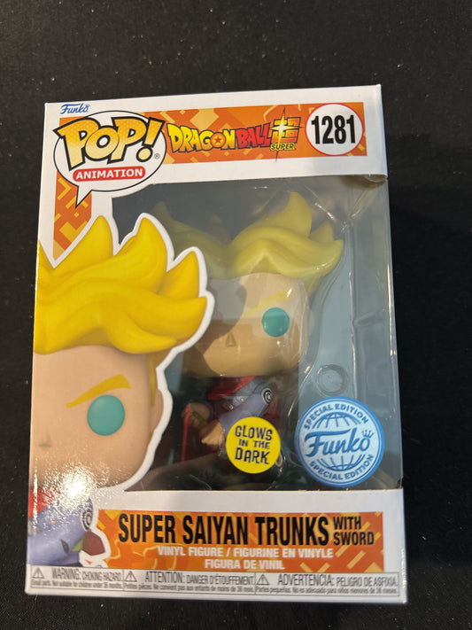 Funko Pop! Dragonball Super Saiyan Trunks with Sword Glows in Dark #1281 New in Box