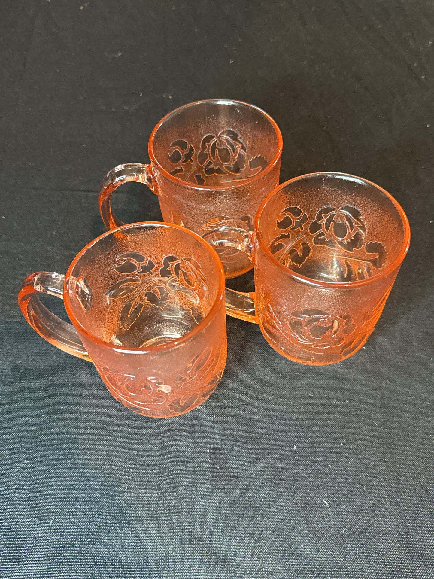 Set of 3 Arcoroc Glassware Mugs Rosa Pink (Rosaline) Pattern 8oz