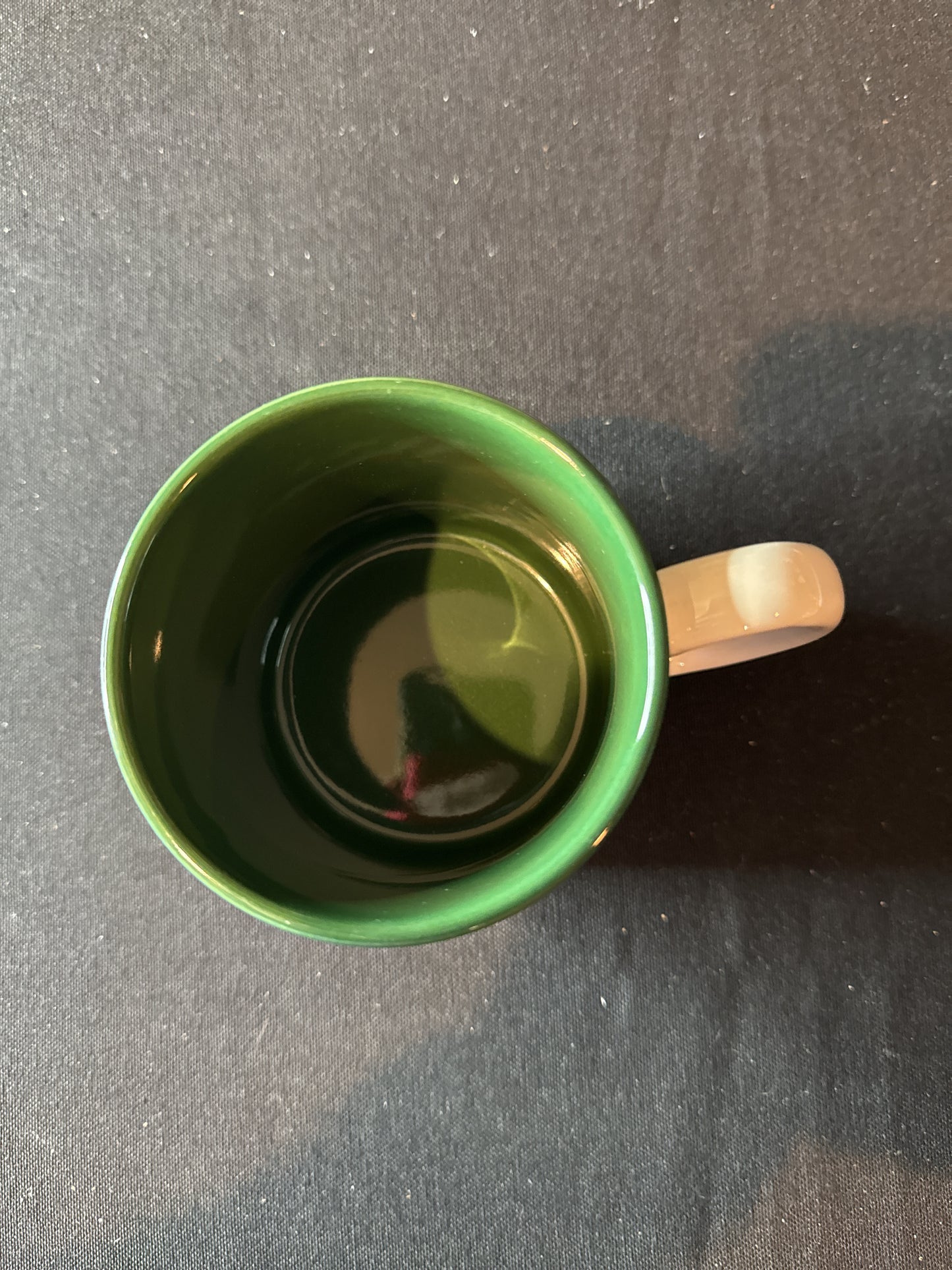 Christmas Tree Decorating Coffee Mug Cup Green Interior 3.5" Tall Potpourri Press 1989