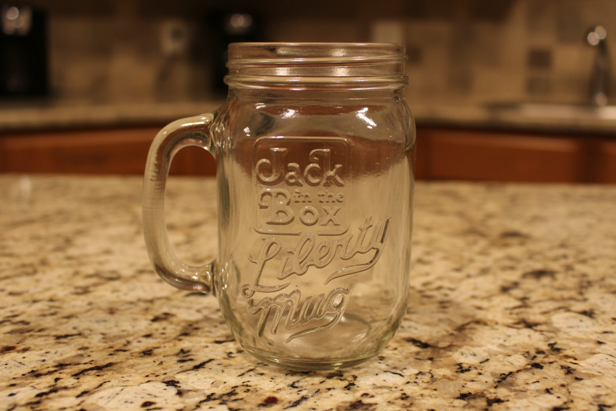 Vintage Jack In The Box 1976 Liberty Glass Mug "1776-1976 4.75" Tall