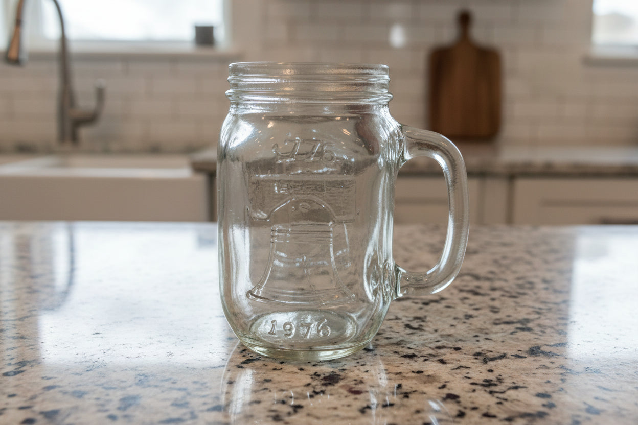 Vintage Jack In The Box 1976 Liberty Glass Mug "1776-1976 4.75" Tall