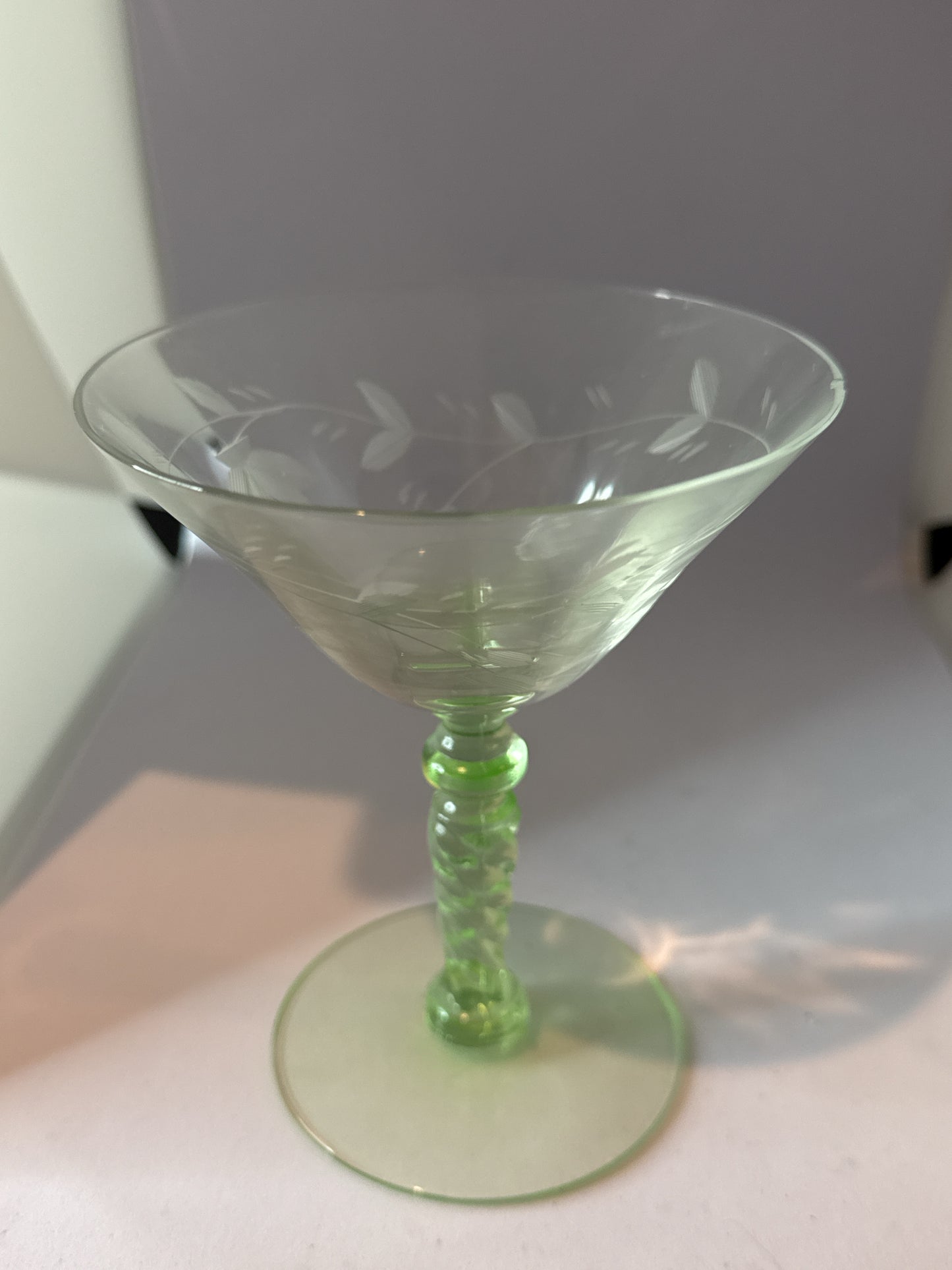 Weston WGL24 Champagne Tall Sherbert Uranium Glass 4.75" Tall