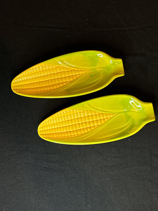 Pair of 1970s Corn Dishes/Platters Japan Marking