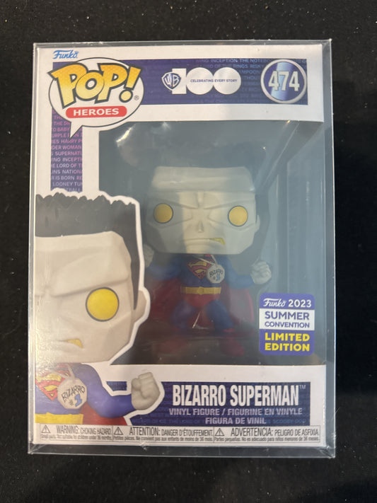 Funko Pop! Heroes WB100 #474 Bizarro Superman Vinyl Figure New in Box w/ Soft Case