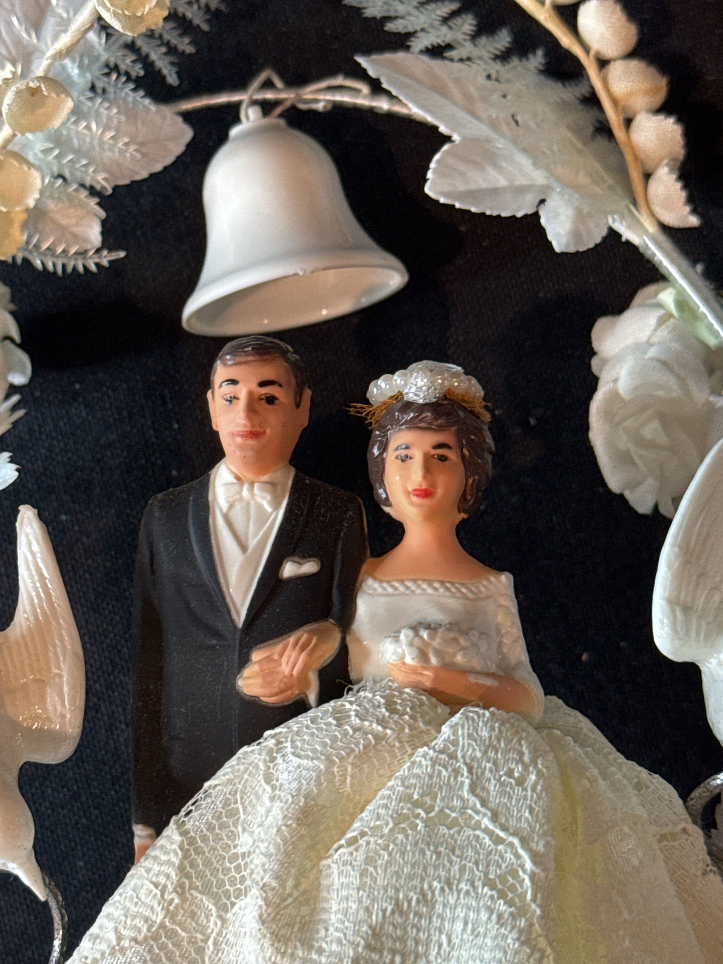 Vintage Wedding Cake Topper 1950s 9" Tall Bottom is 4" Diameter White