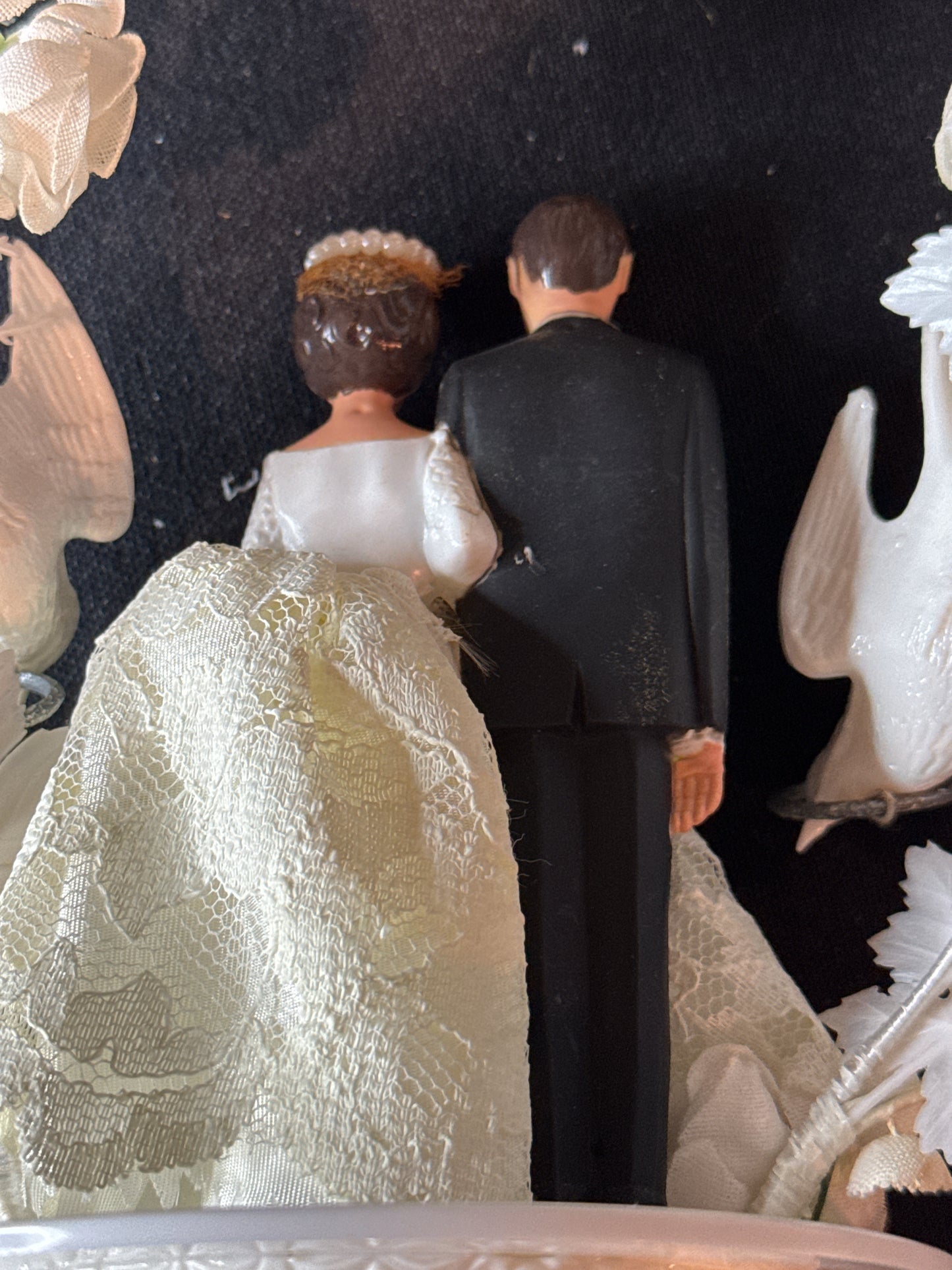 Vintage Wedding Cake Topper 1950s 9" Tall Bottom is 4" Diameter White