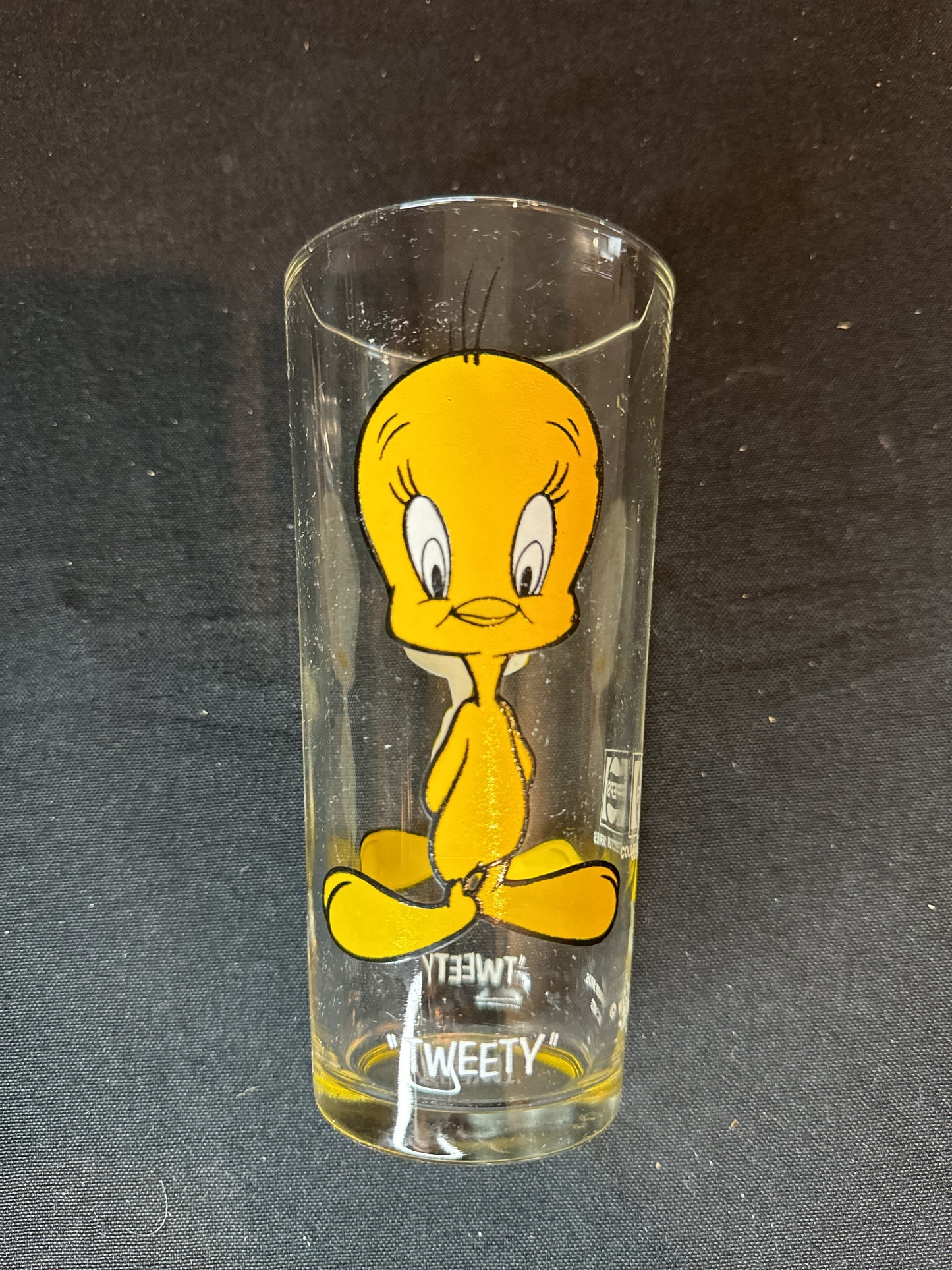 Vintage 1973 Tweety Bird Pepsi Collector Series Drinking Glass w/ White Letters 6.25" Tall