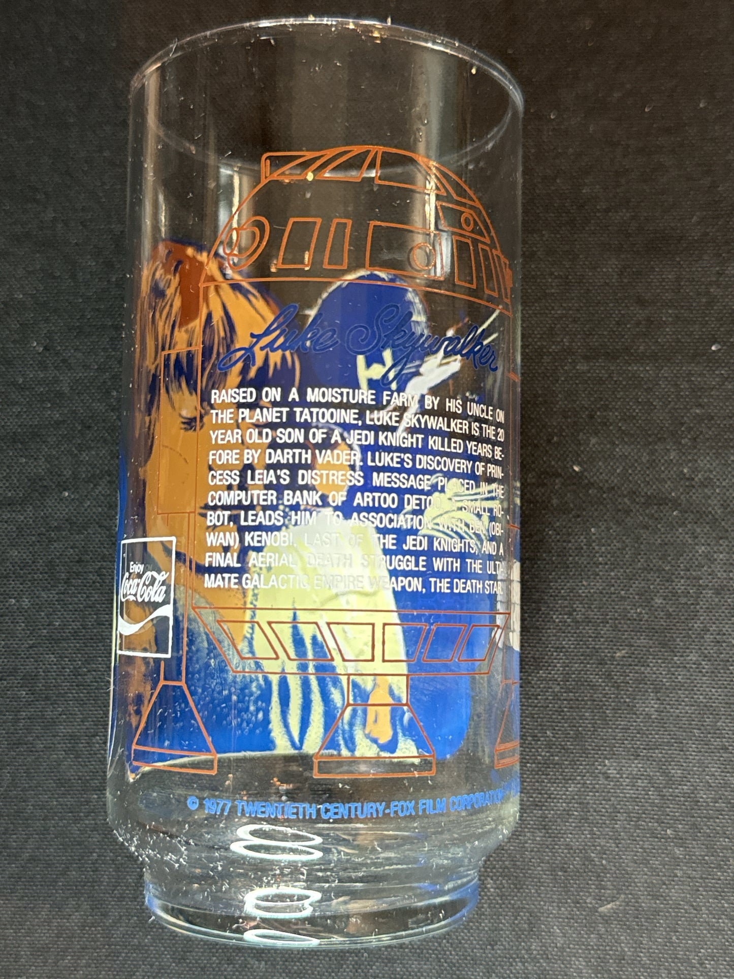 1977 Star Wars Burger King Coca Cola Glass Luke Skywalker Collector's Item 5 5/8" Tall