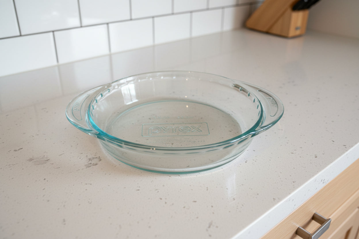 Corning Pyrex 9.5" Wide Glass Pie Plate Pan w/ Scalloped Ruffled Edges Handles #2229