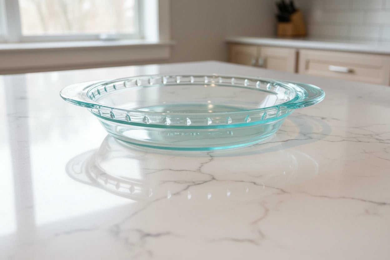 Corning Pyrex 9.5" Wide Glass Pie Plate Pan w/ Scalloped Ruffled Edges Handles #2229