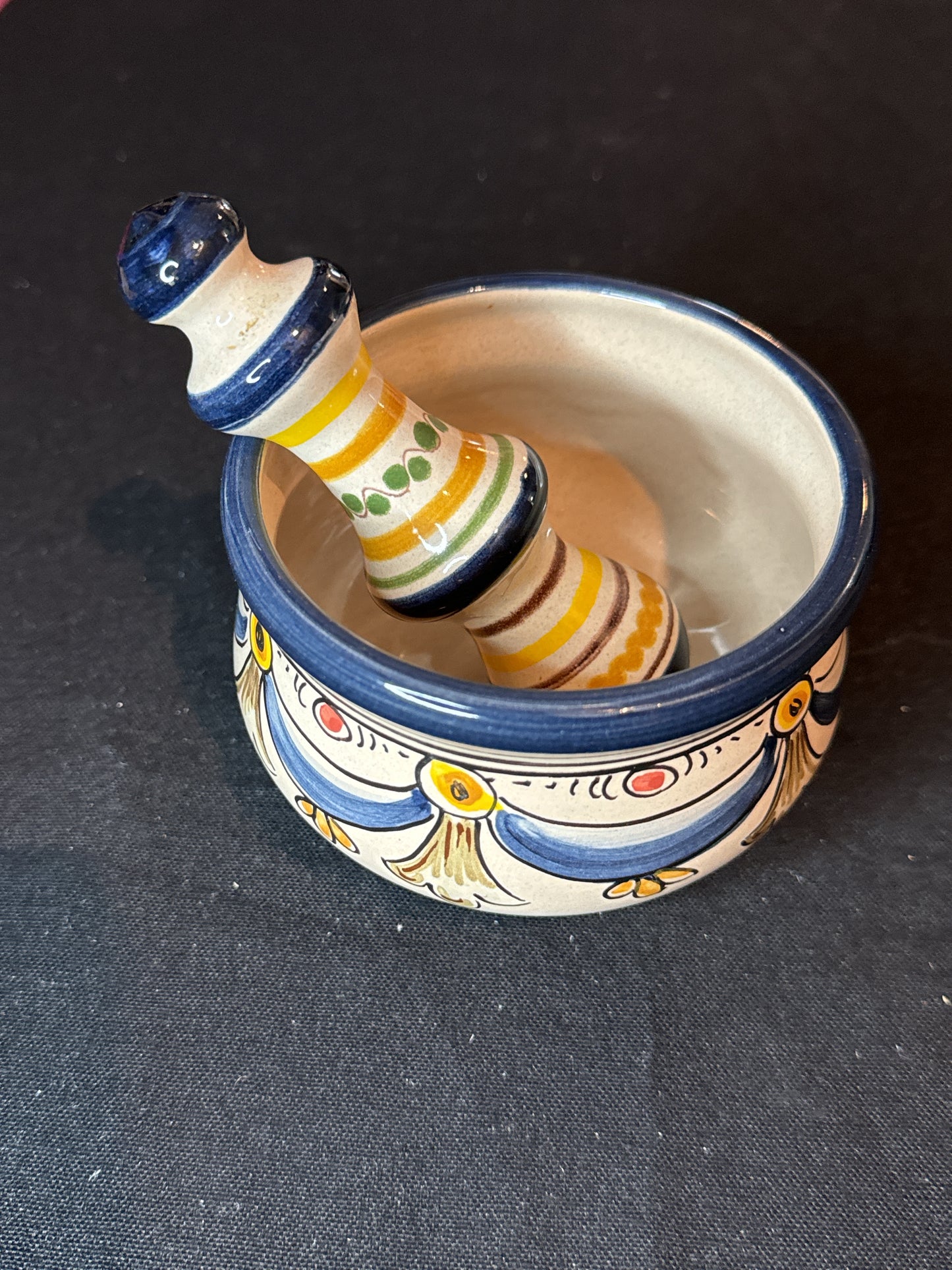 Spanish Mortar & Pestle Hand Painted 3" Tall