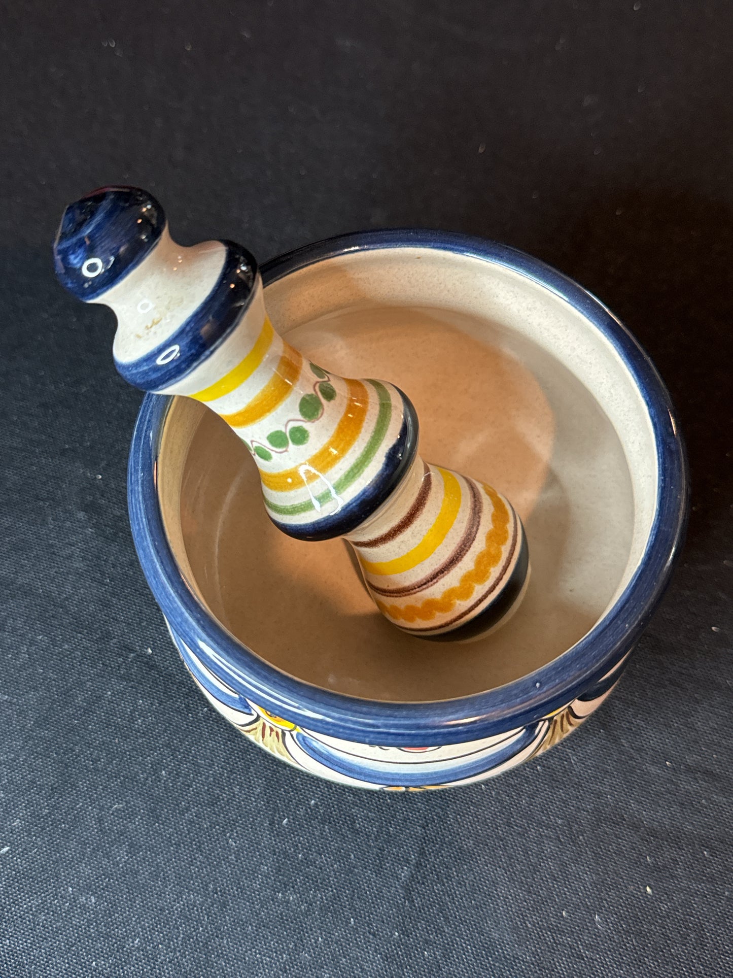 Spanish Mortar & Pestle Hand Painted 3" Tall