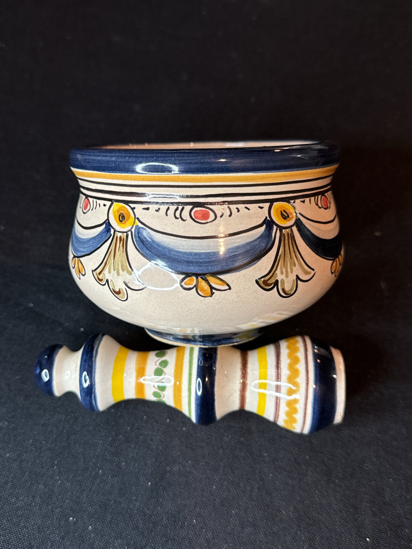 Spanish Mortar & Pestle Hand Painted 3" Tall