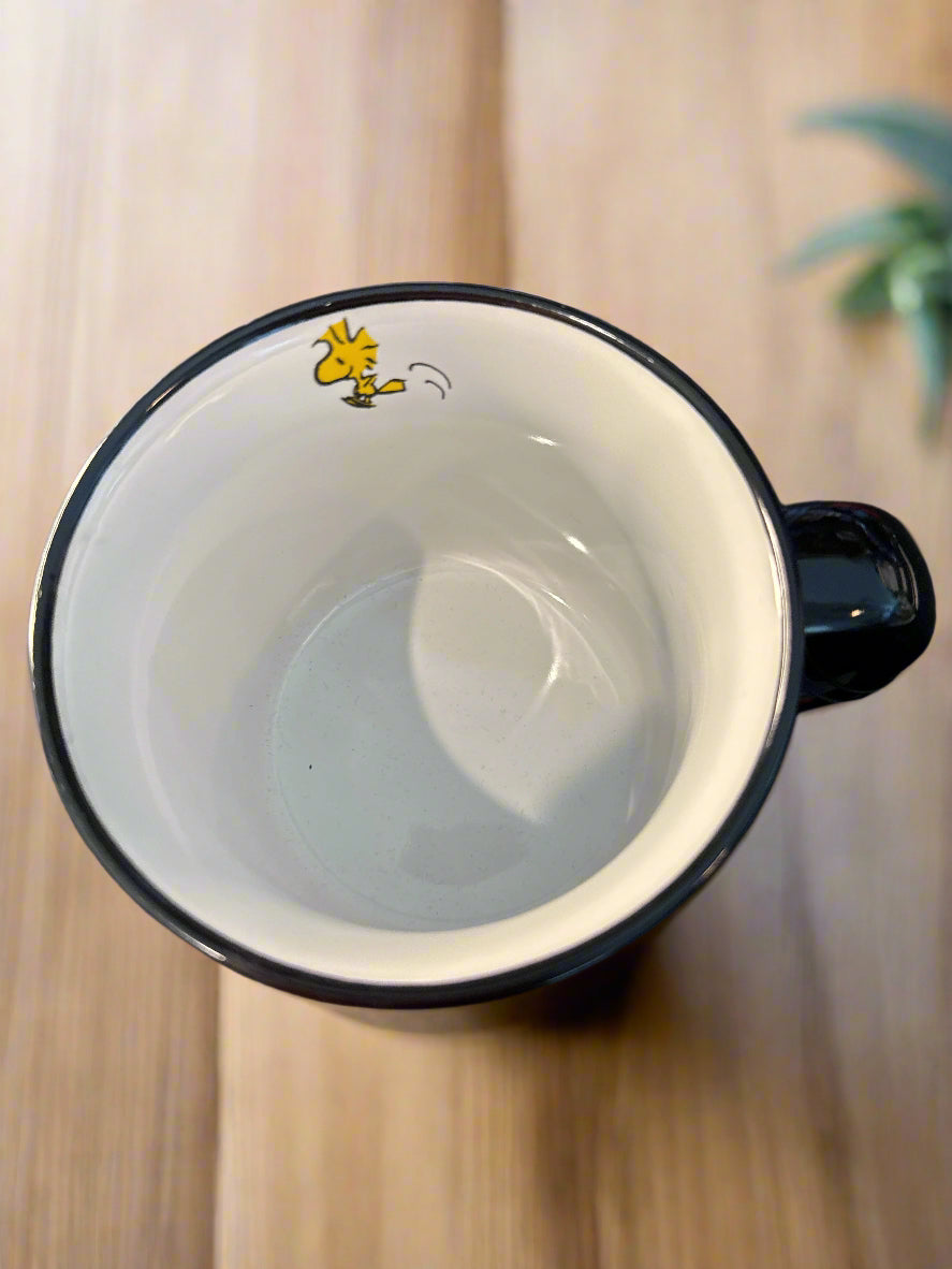Gibson Peanuts Large Coffee Cup Mug Peanuts Gang Snoopy Black Handle 4.25" Tall New