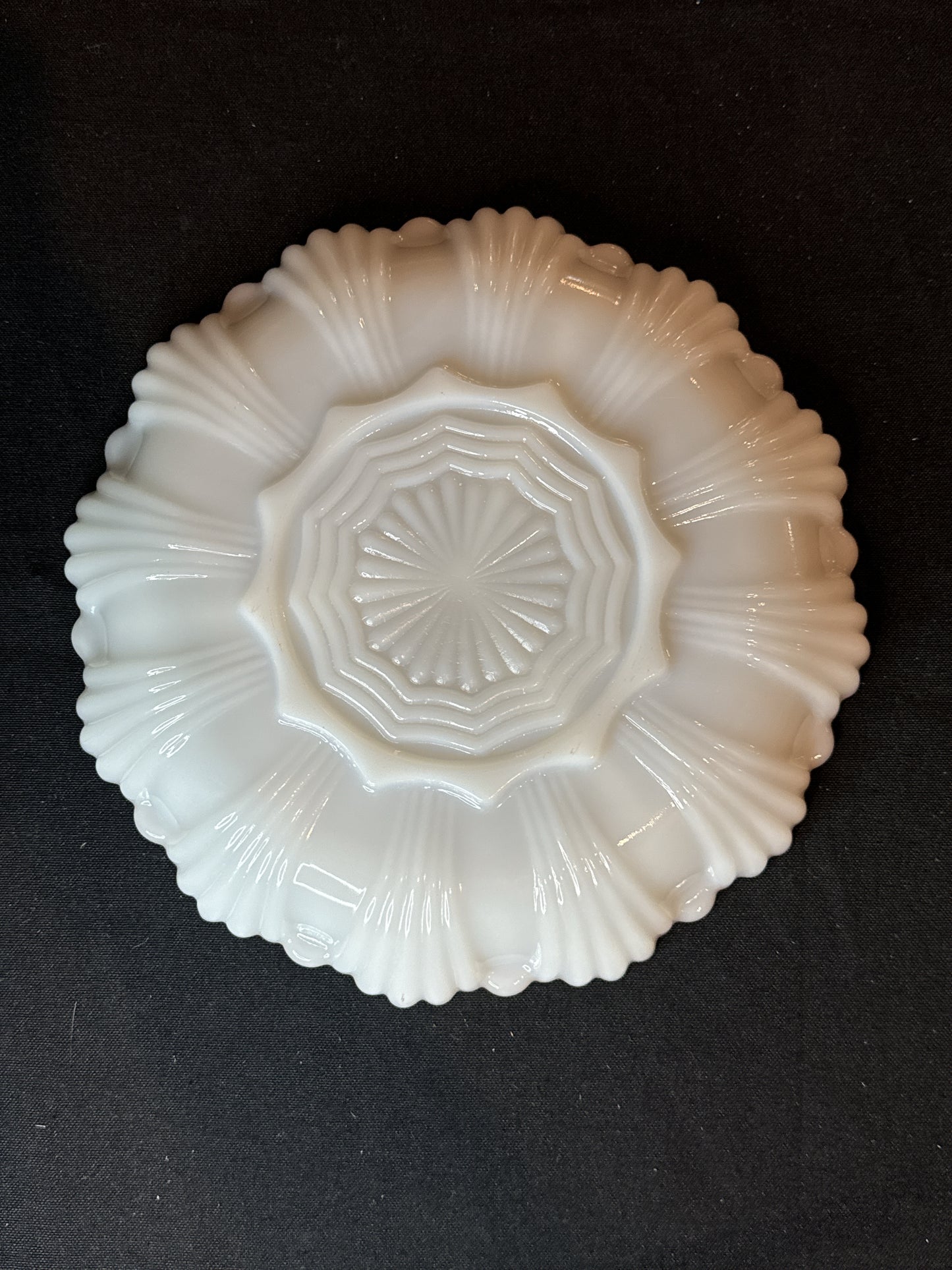 Vintage Milk Glass 3 Section Plate with Gold Trim 9.75" Wide